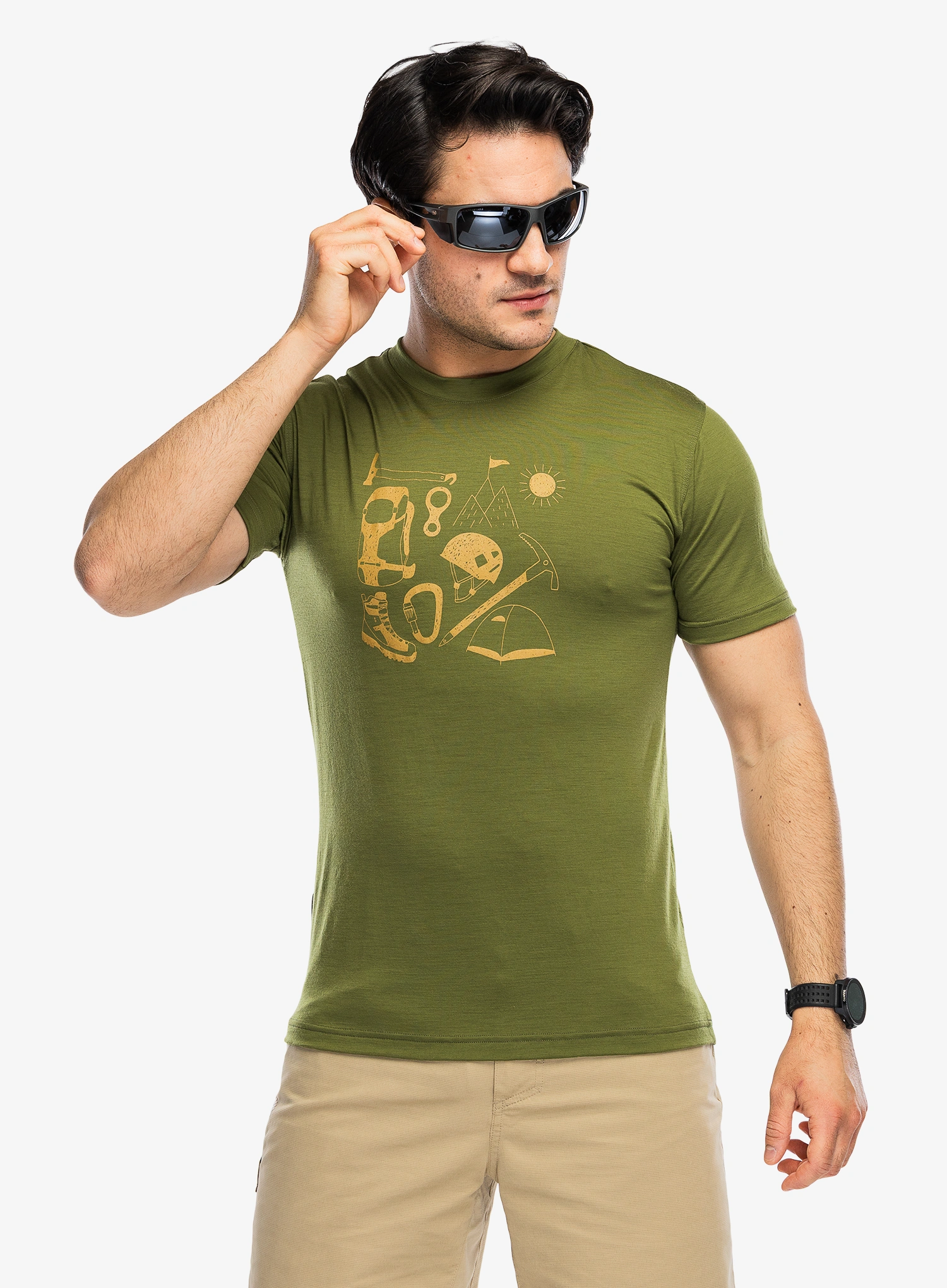 Sensor Merino Active Hiking Tee SS Merinó póló - safari green