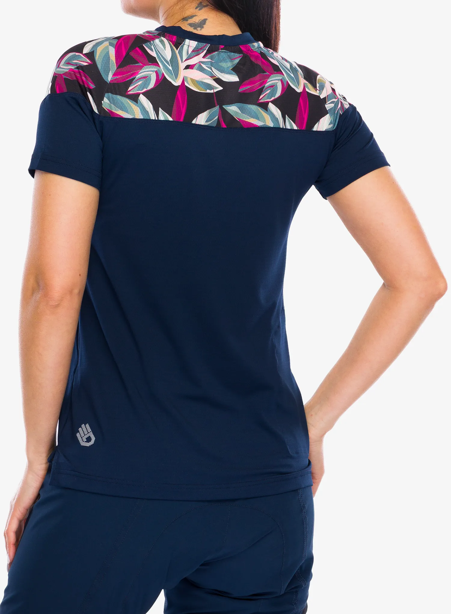 Sensor Helium Jersey S/S Női Kerékpáros Póló - deep blue/leaves