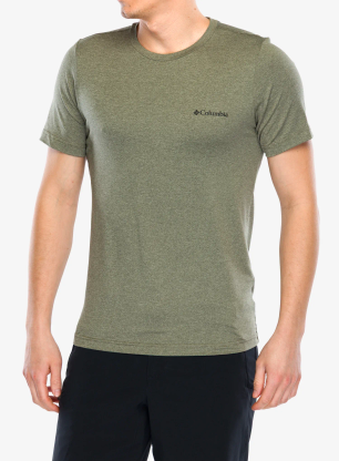 Columbia Kwick Hike Back Graphic S/S Tee Gyorsan száradó póló - green heather/view multi