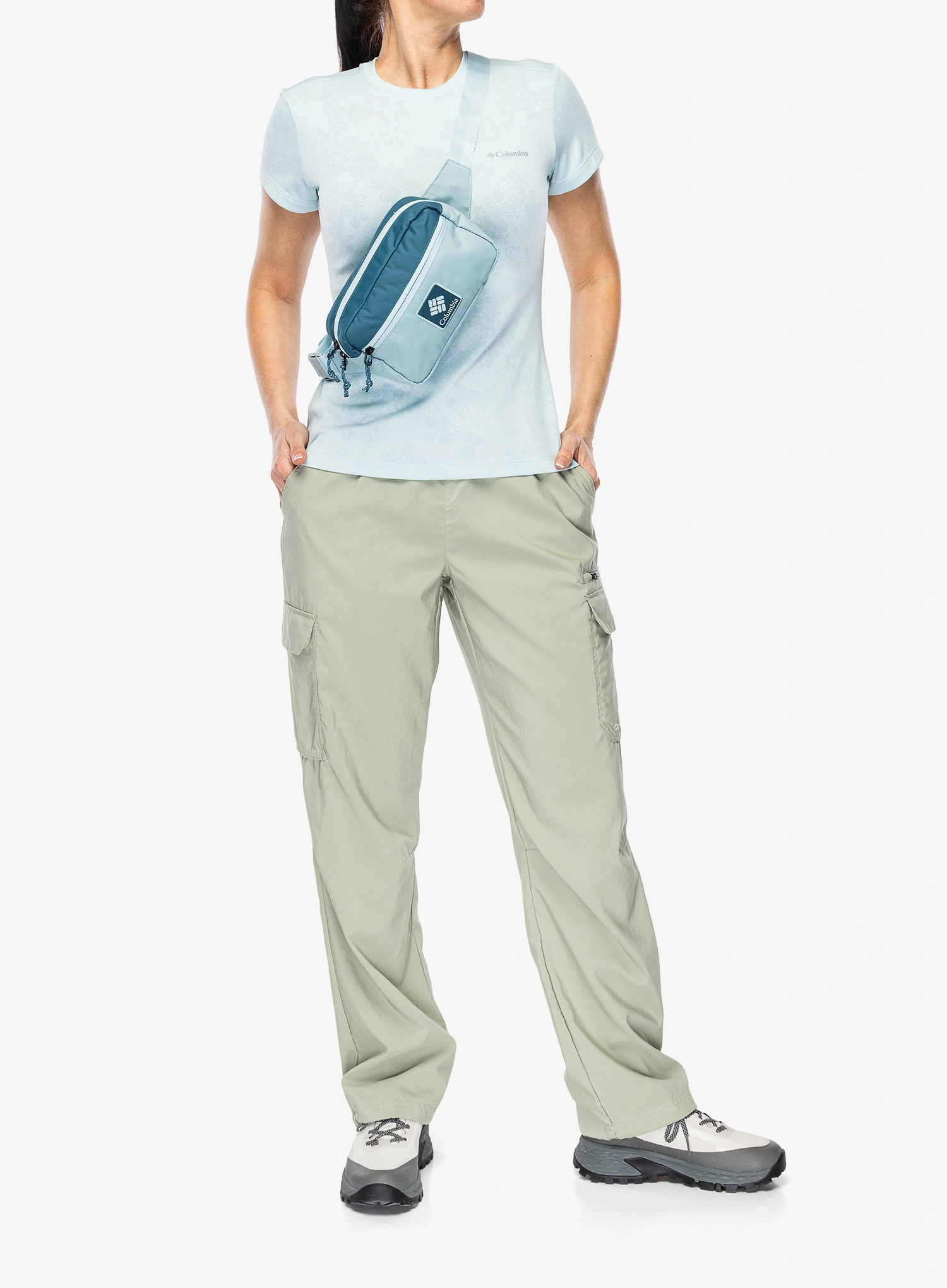 Columbia Bluebird Canyon II S/S Crew Gyorsan száradó női póló - marine light/florage jacquard