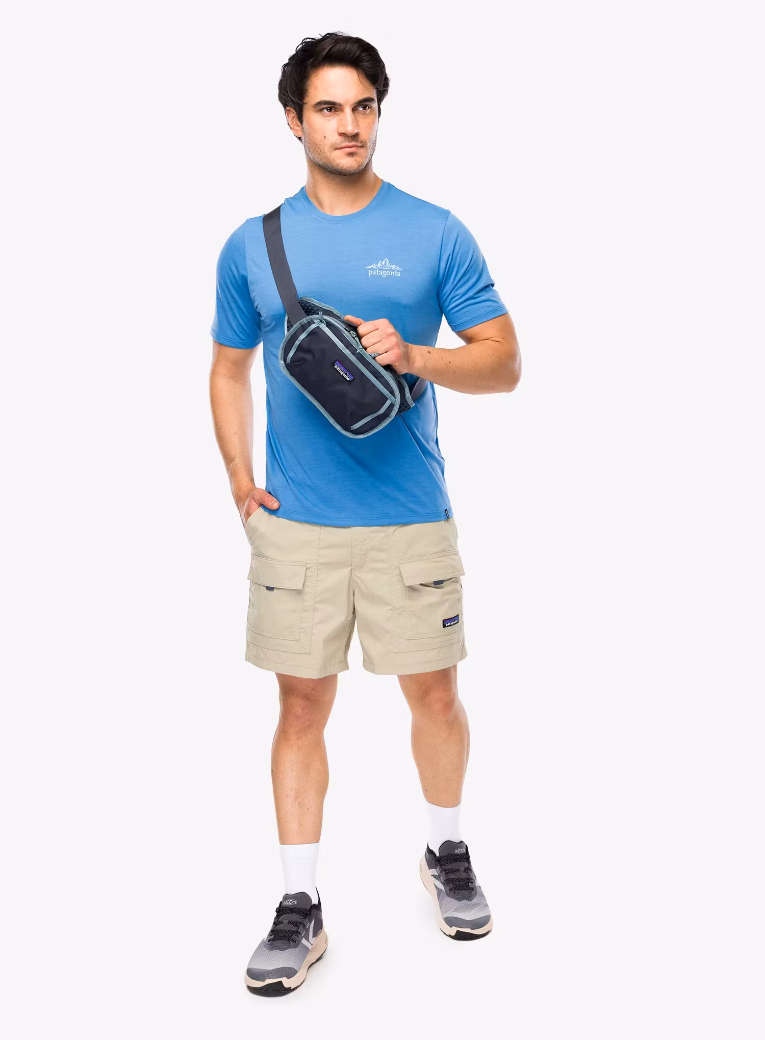 Patagonia Cap Cool Daily Shirt Cloud Crag Gyorsan száradó póló - shore blue/l.shore blue x-dye