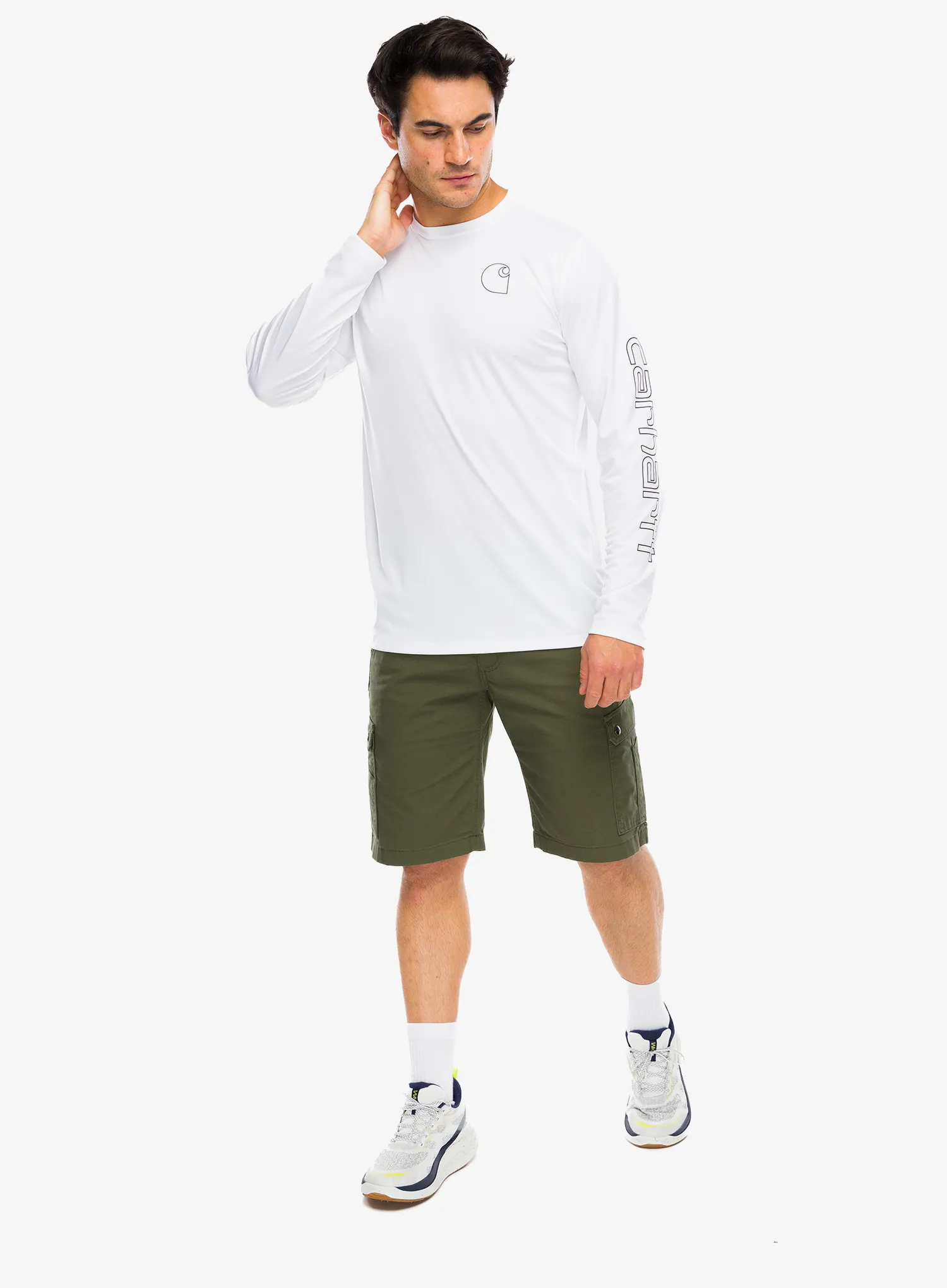 Carhartt Force Sun Defender Relaxed LS Logo T-Shirt Hosszú ujjú póló - white