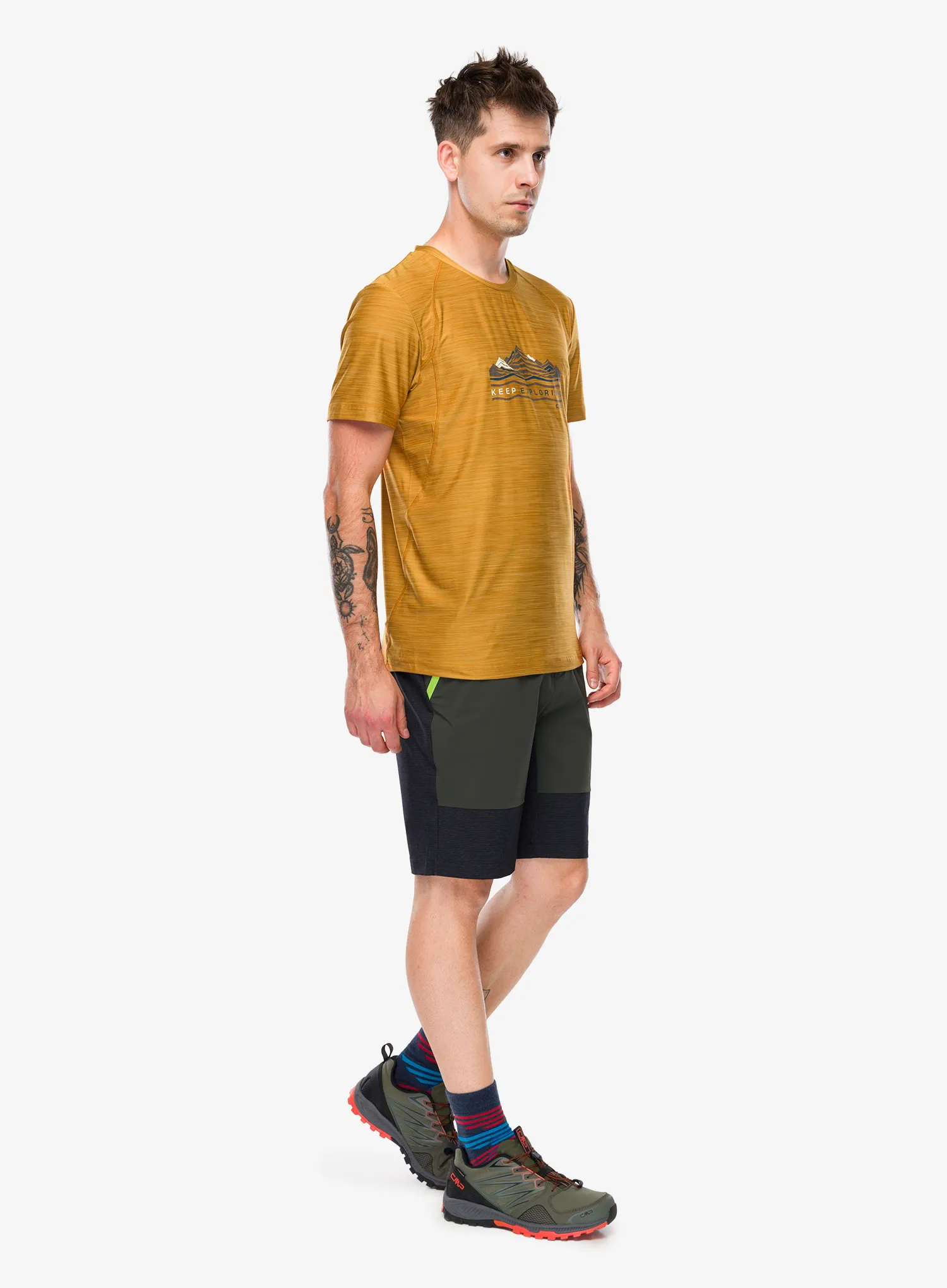 CMP Toto T-Shirt Melange Stretch Jersey Nyomtatott póló - curcuma