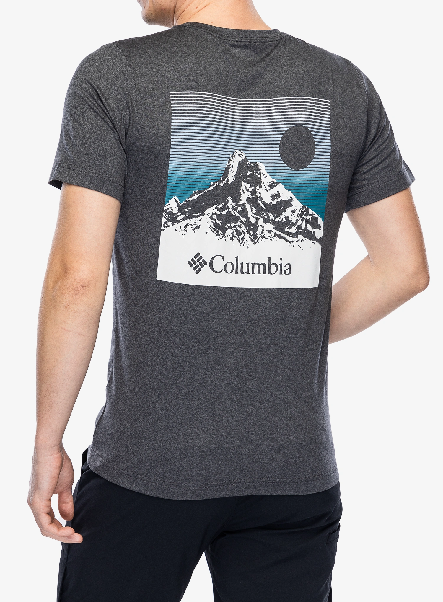 Columbia Kwick Hike Back Graphic S/S Tee Nyomtatott póló - blk heather/linear view multi