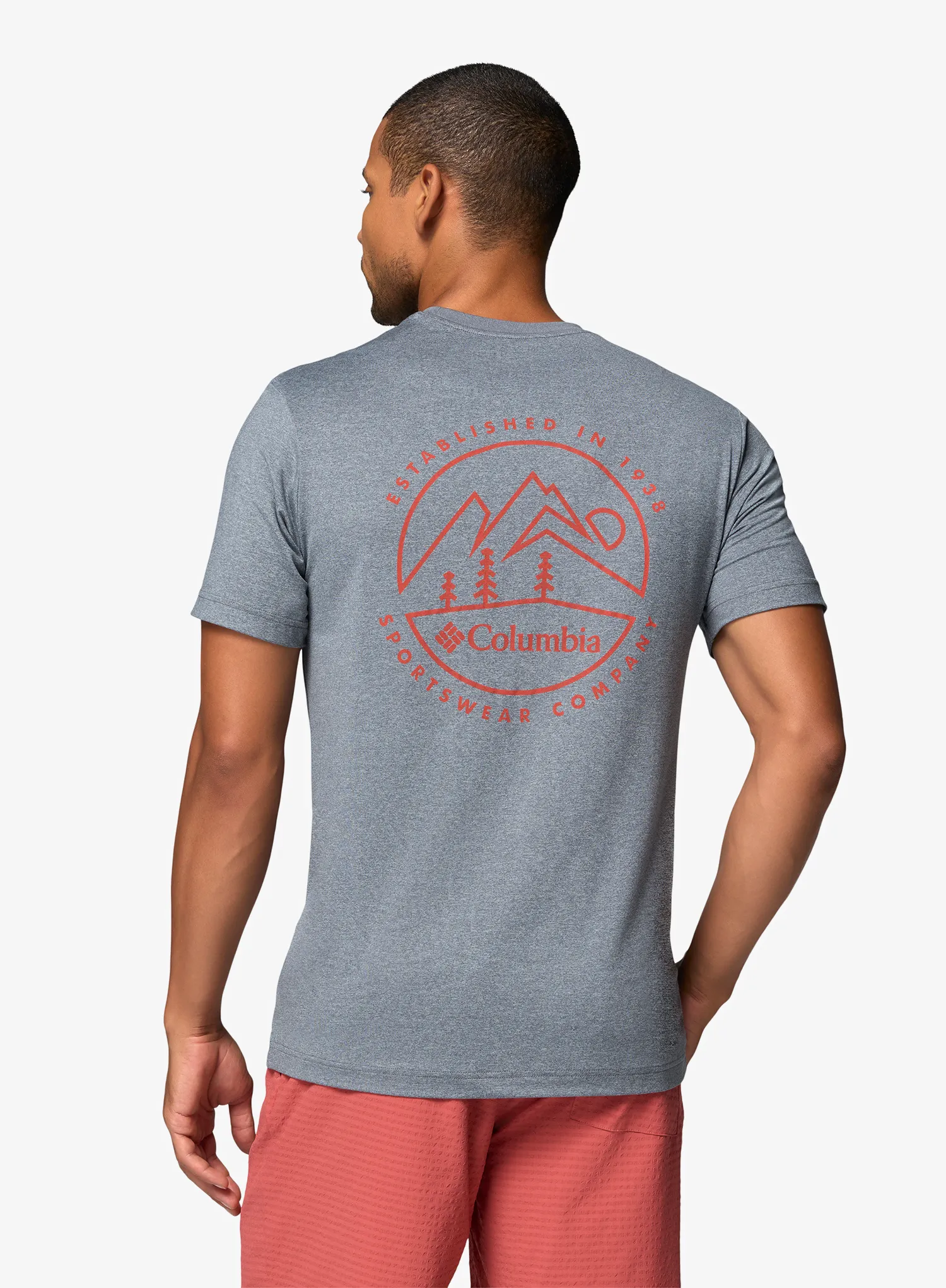 Columbia Parsons Point S/S Back Graphic Tee Nyomtatott póló - city grey heather/linear peaks