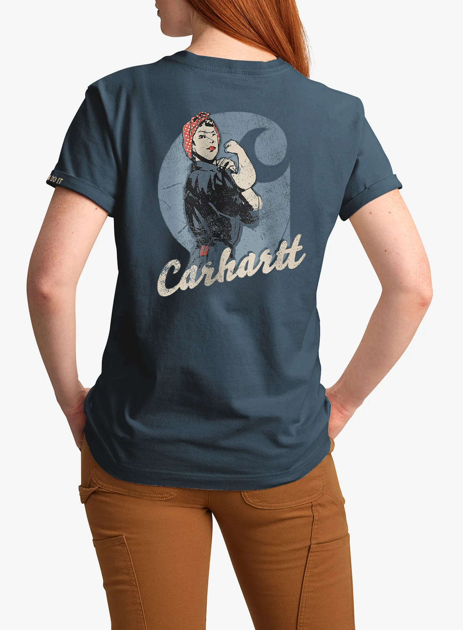 Carhartt Dearborn Loose Rosie T-Shirt Női nyomtatott póló - iron blue