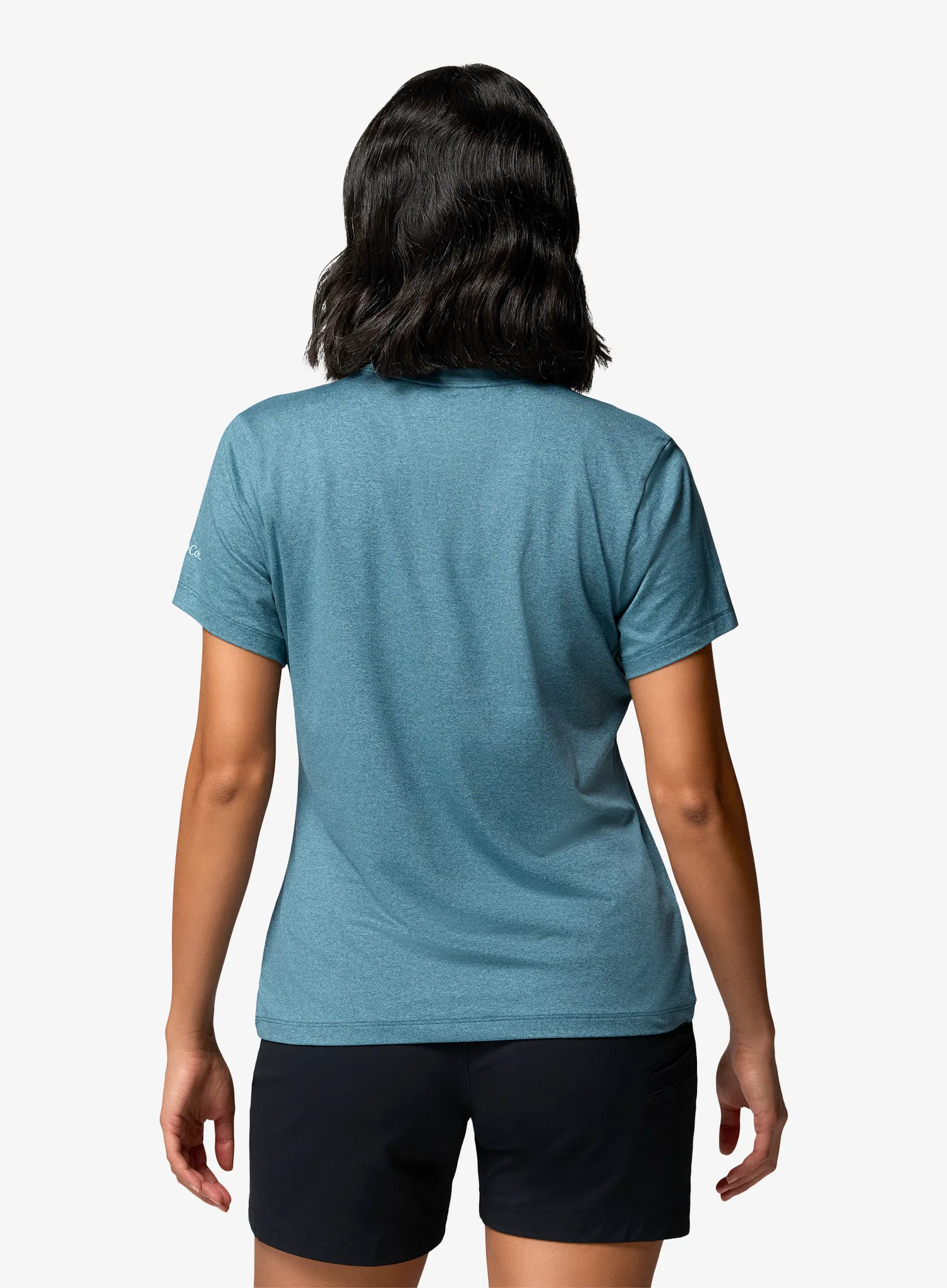 Columbia Parsons Point S/S Graphic Tee Női nyomtatott póló - everblue heather/gem focused