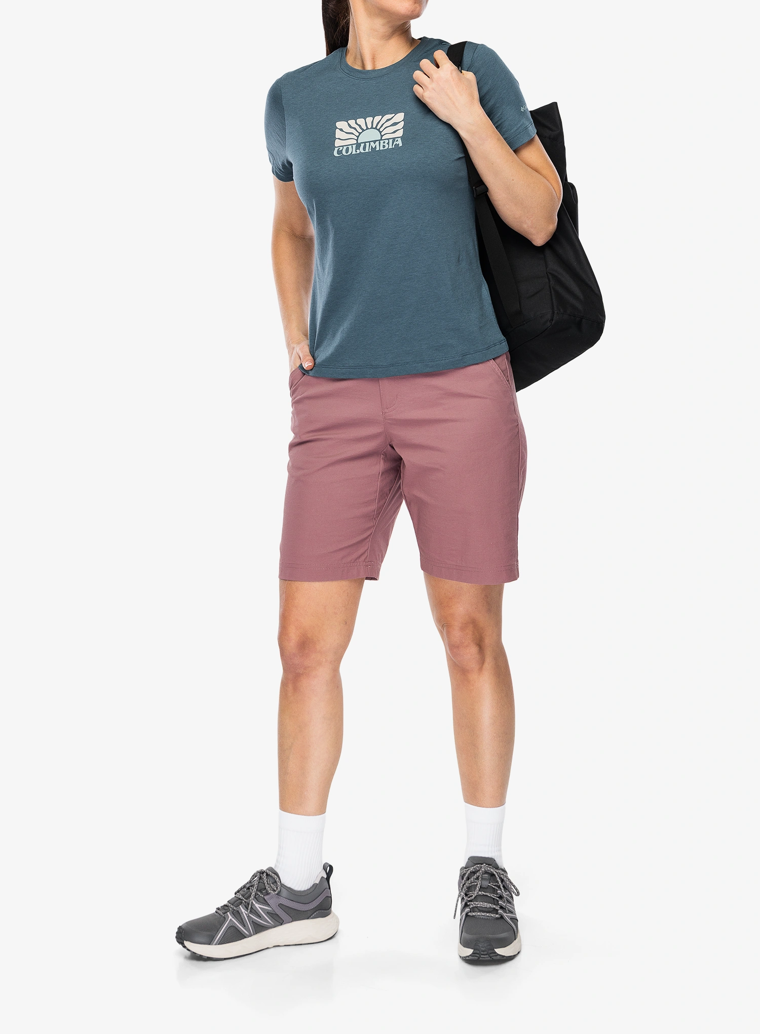 Columbia Ruby Springs Graphic Fitted S/S Női nyomtatott póló - everblue/brandrise