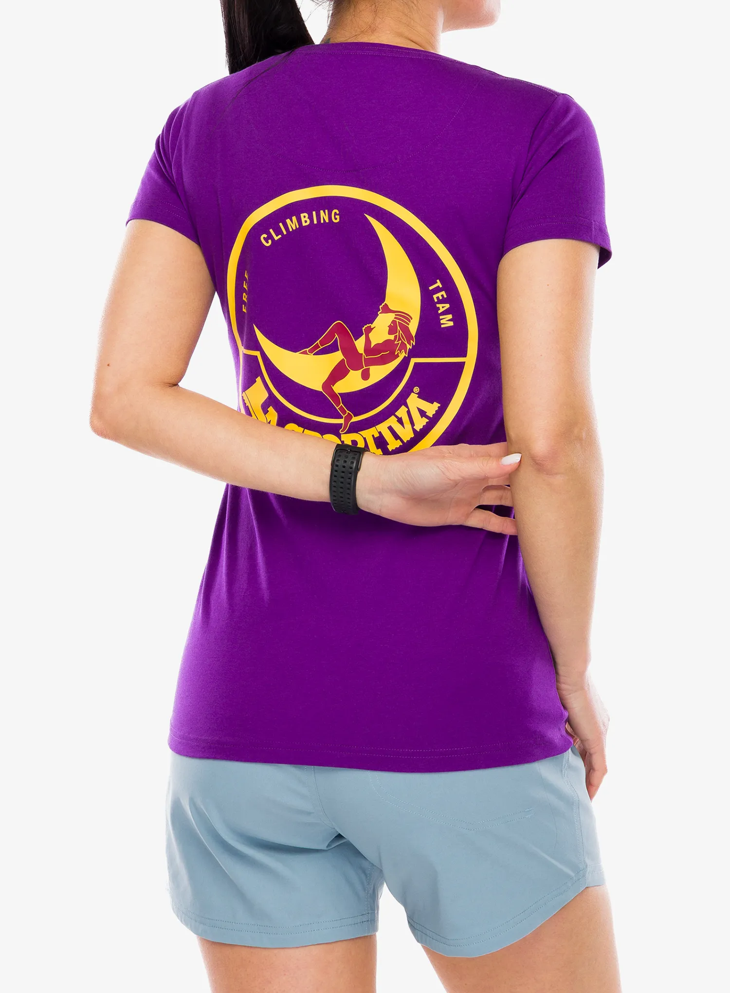 La Sportiva Climbing on the Moon T-Shirt Női nyomtatott póló - purple/yellow
