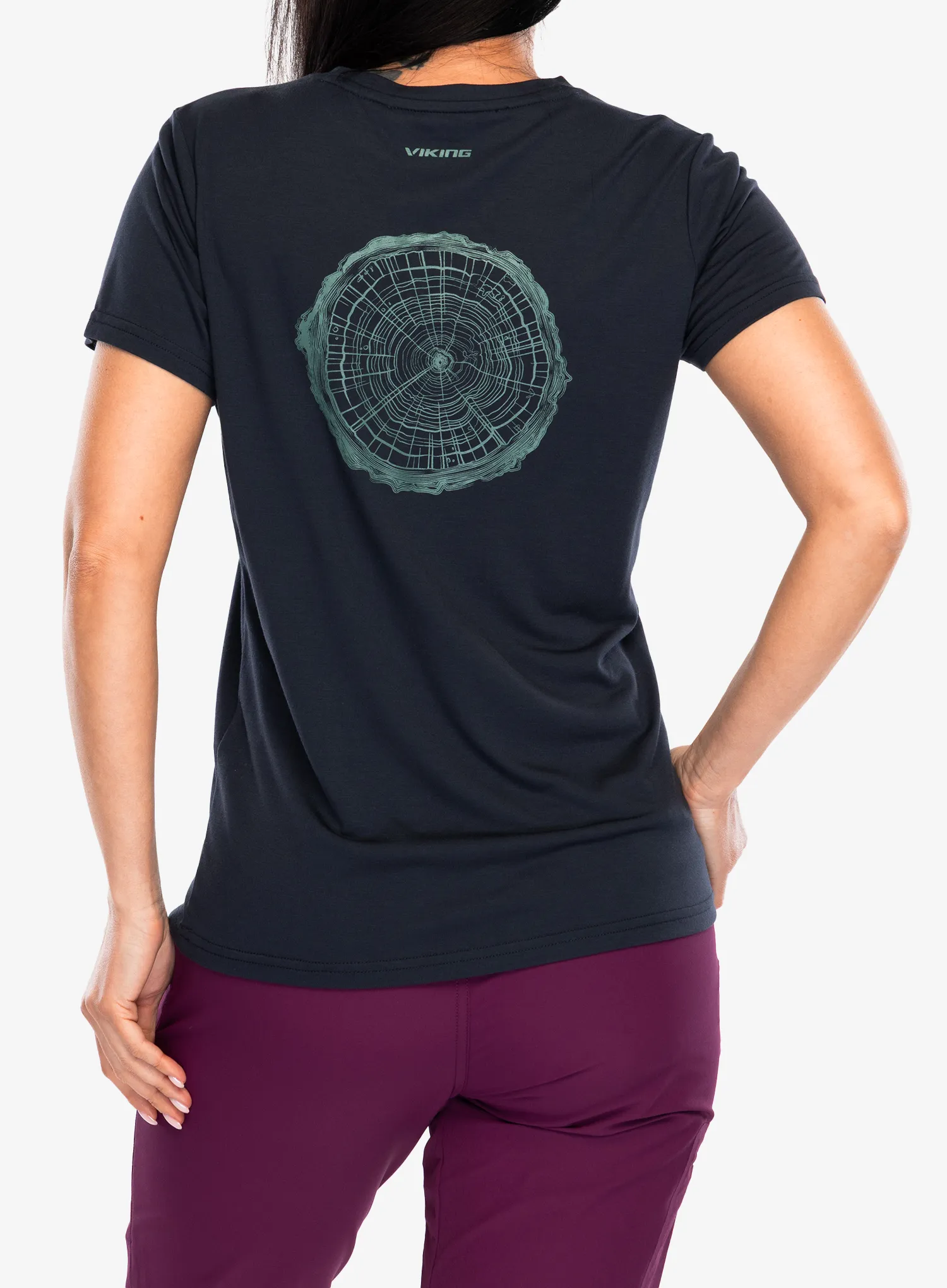 Viking Rune Bamboo Női nyomtatott póló - navy/turquise