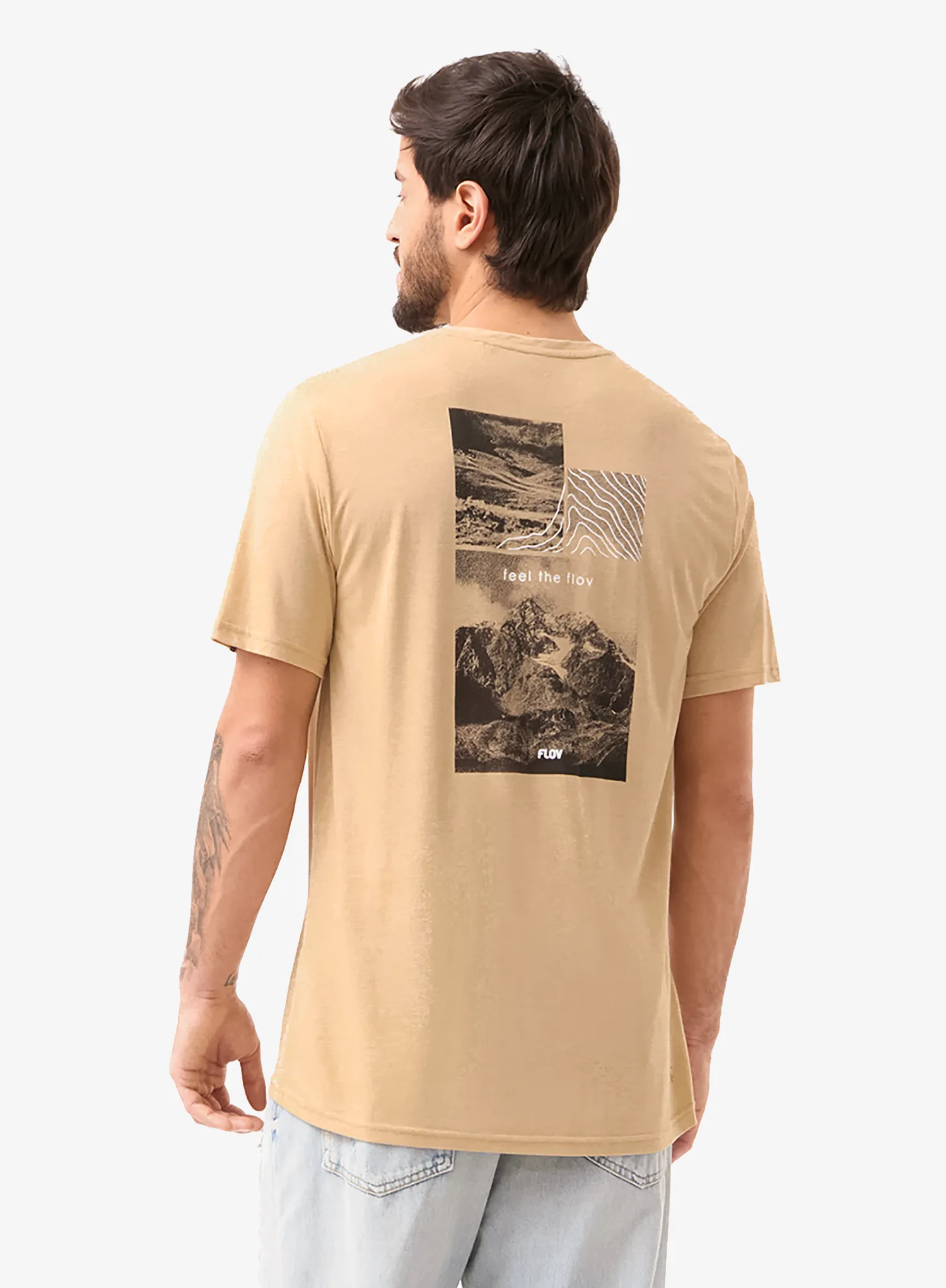 Flov Morro Nyomtatott póló - beige/dark grey