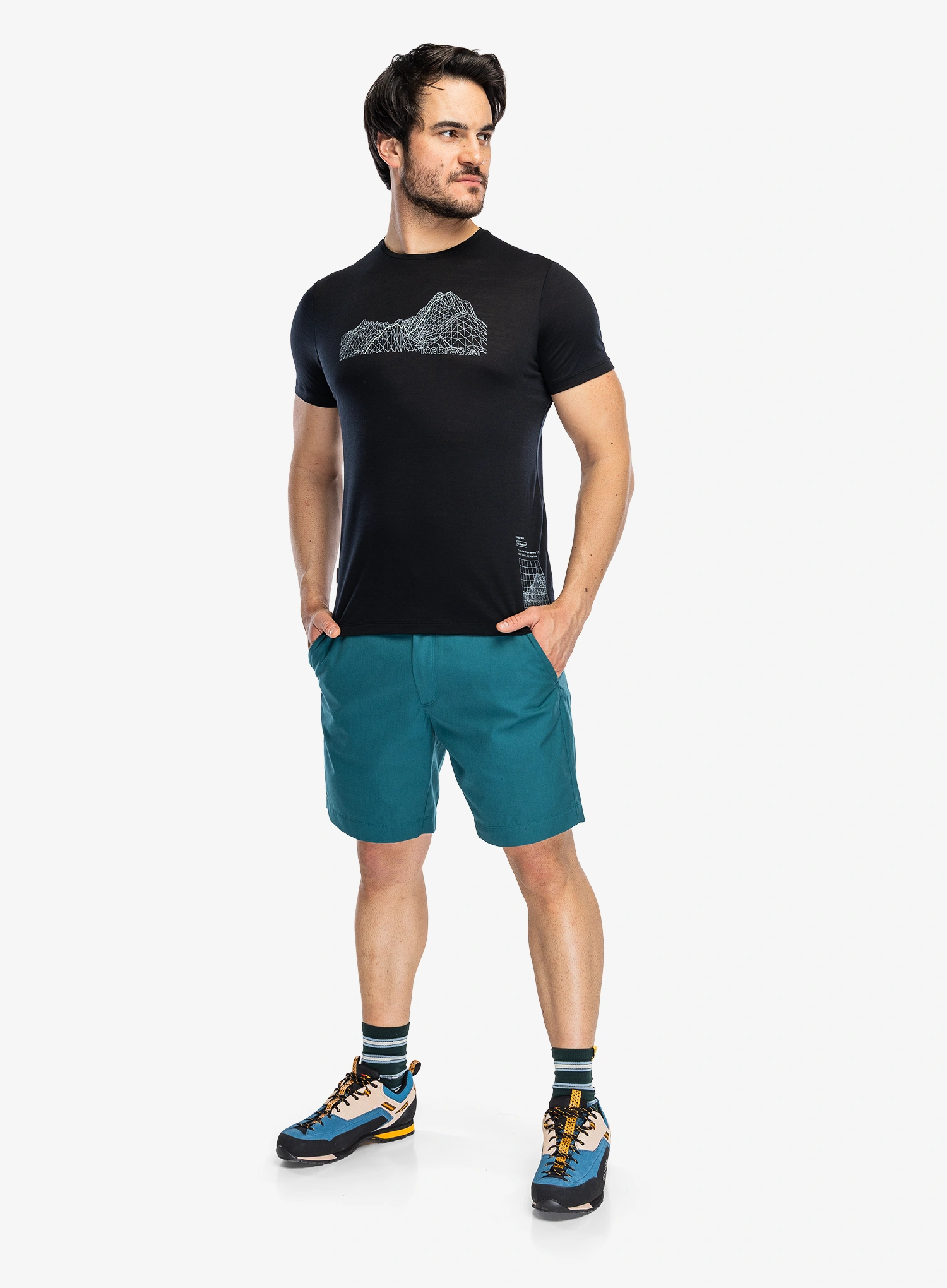 Icebreaker Merino 125 Cool-Lite Sphere SS Tee Beta Nyomtatott póló - black