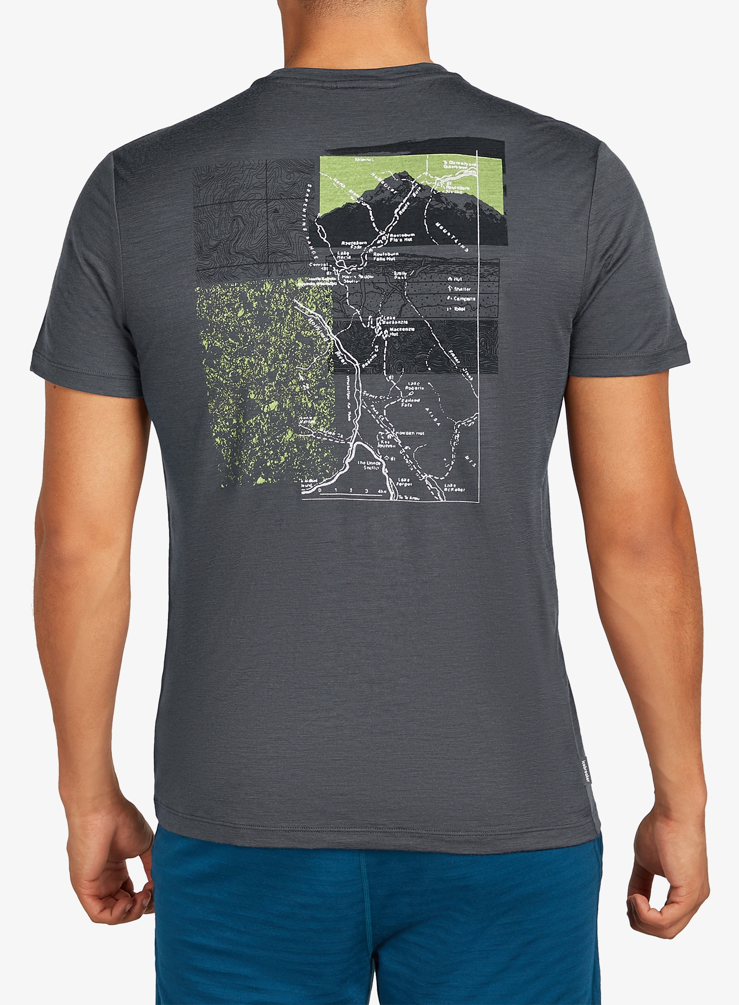 Icebreaker Merino 150 Tech Lite SS Tee Infographic Nyomtatott póló - obsidian