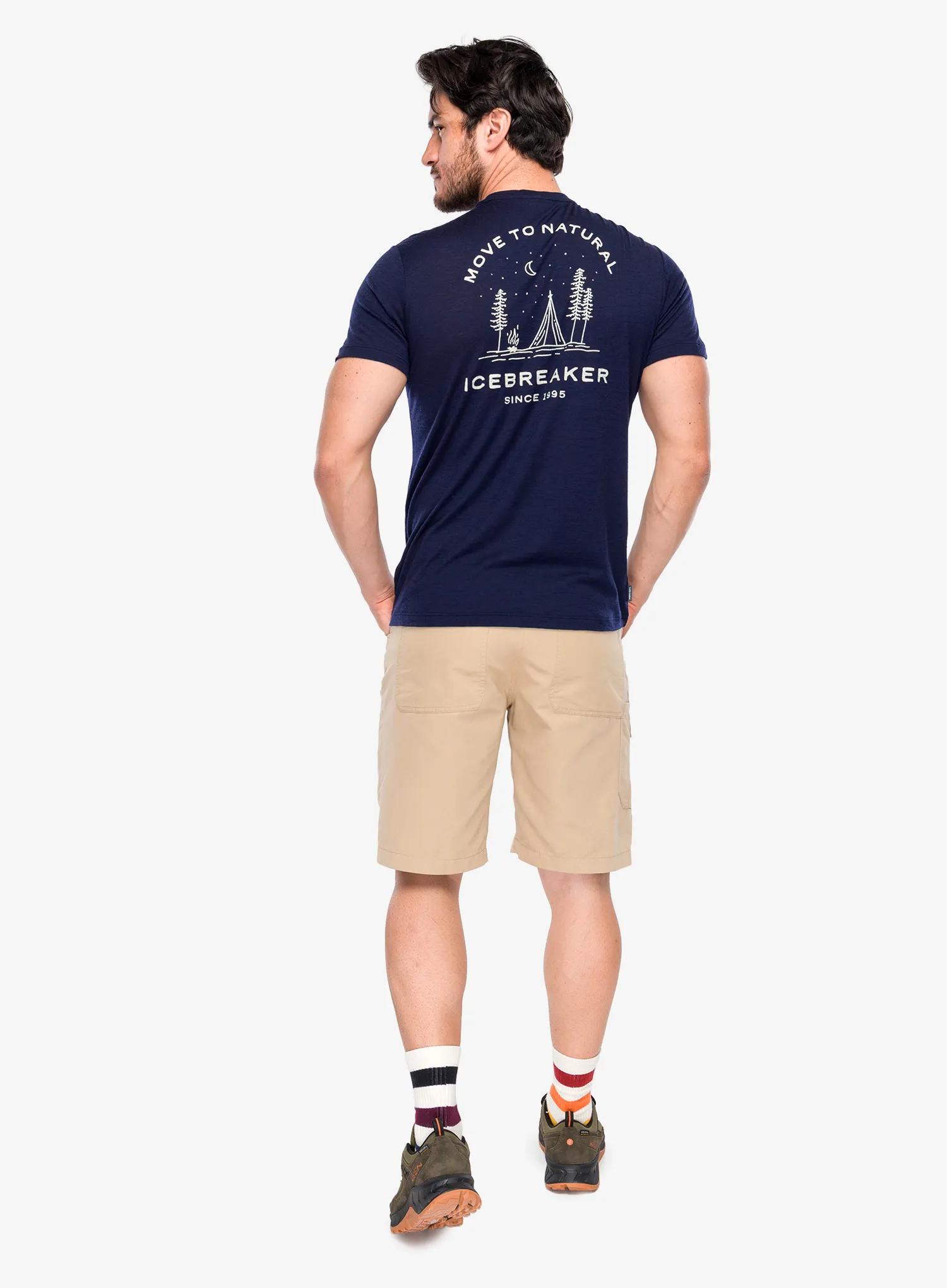 Icebreaker Merino 150 Tech Lite SS Tee Peaceful Pass Nyomtatott póló - midnight navy