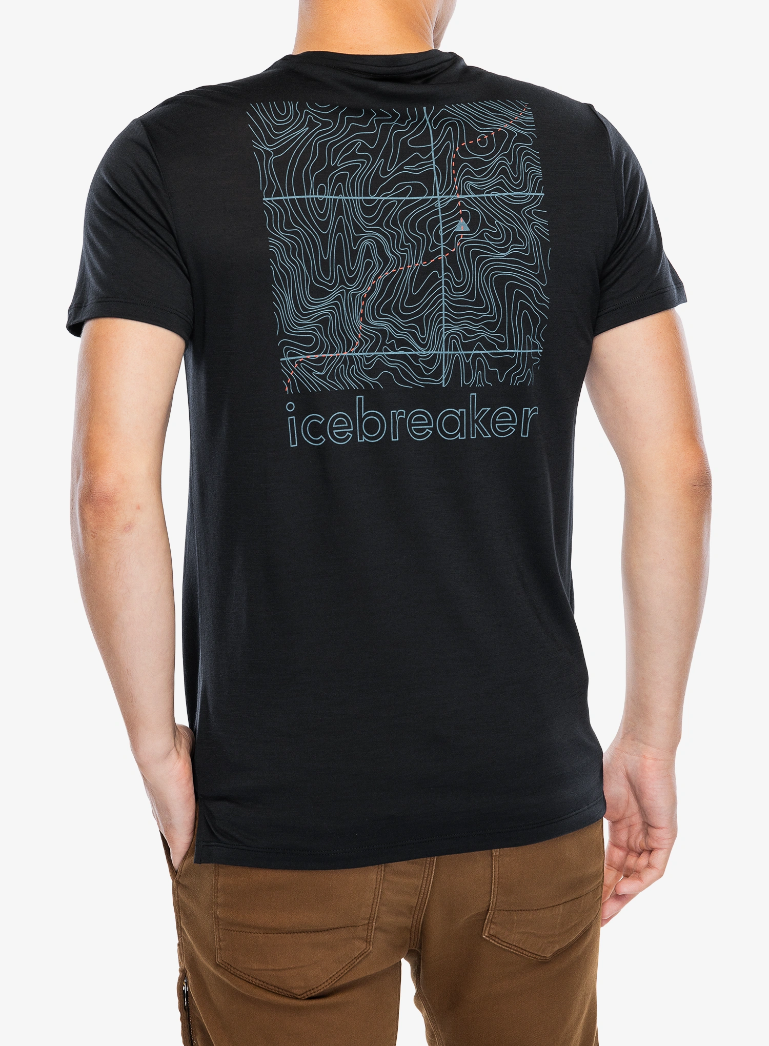 Icebreaker Merino Blend 125 Cool-Lite Sphere SS Tee Trail Nyomtatott póló - black