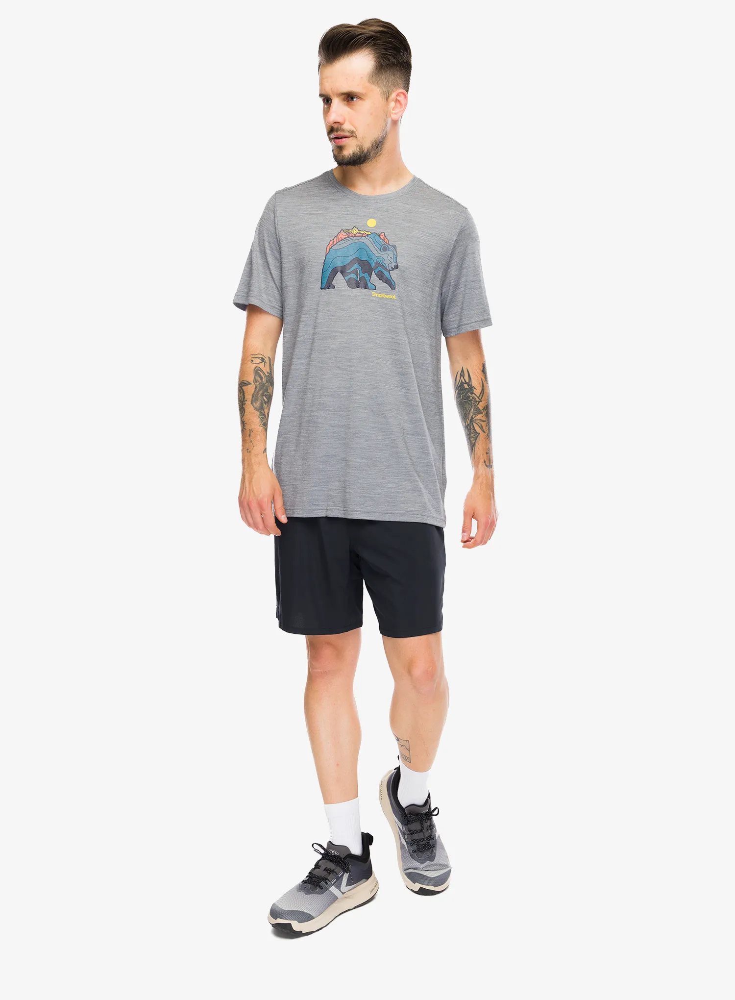 Smartwool Bear Strata Active Short Sleeve Graphic Tee Nyomtatott póló - light gray heather