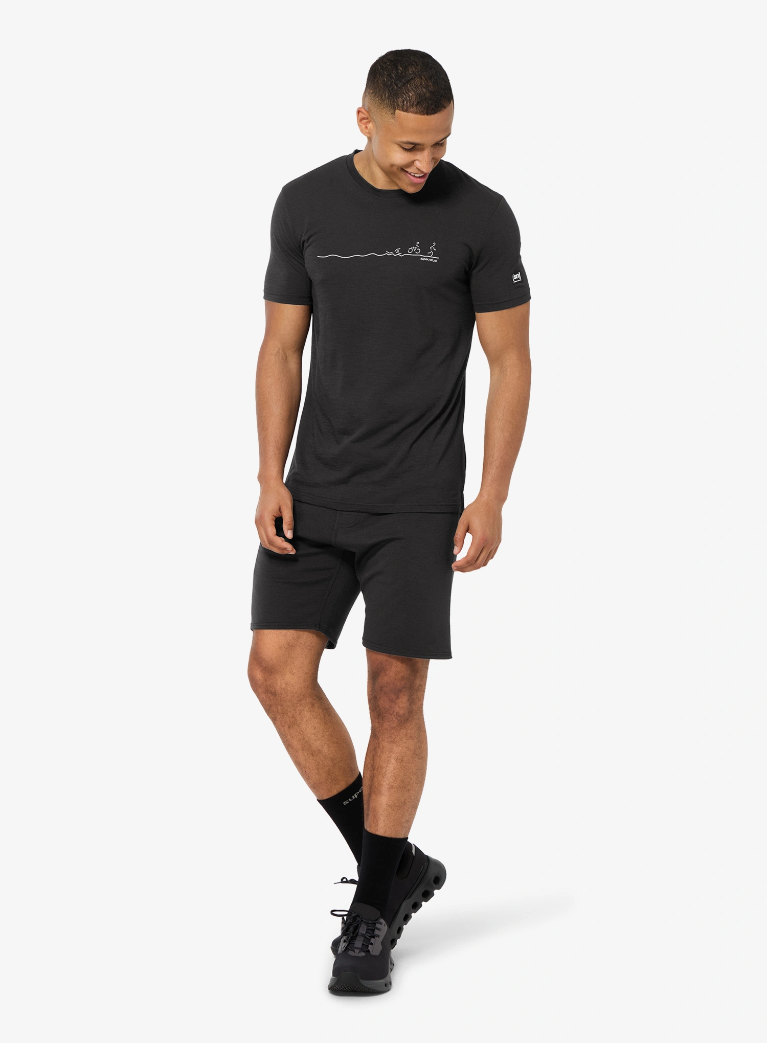 Super.natural Tri Tee Nyomtatott póló - jet black/vapor grey