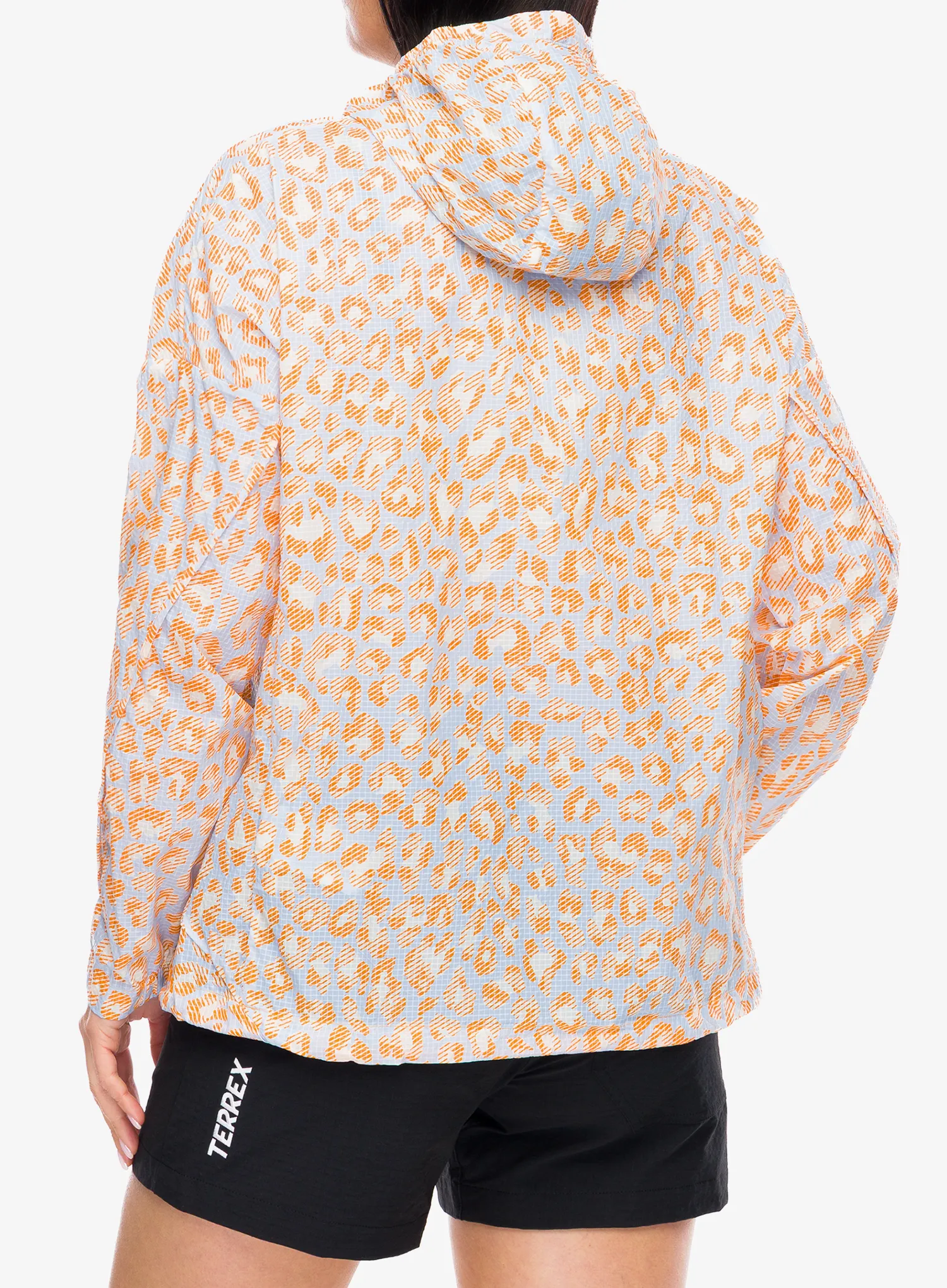 adidas TERREX Xploric CLIMA365 Printed Wind Anorak Női kabát - white/glow blue/pure tangerine