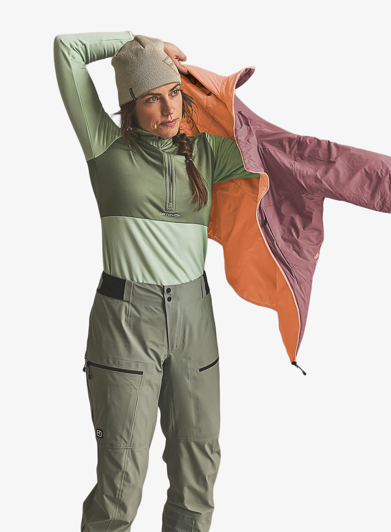 Ortovox Ortler Metawool 60 Rev Jacket Női kabát - faded tangerine