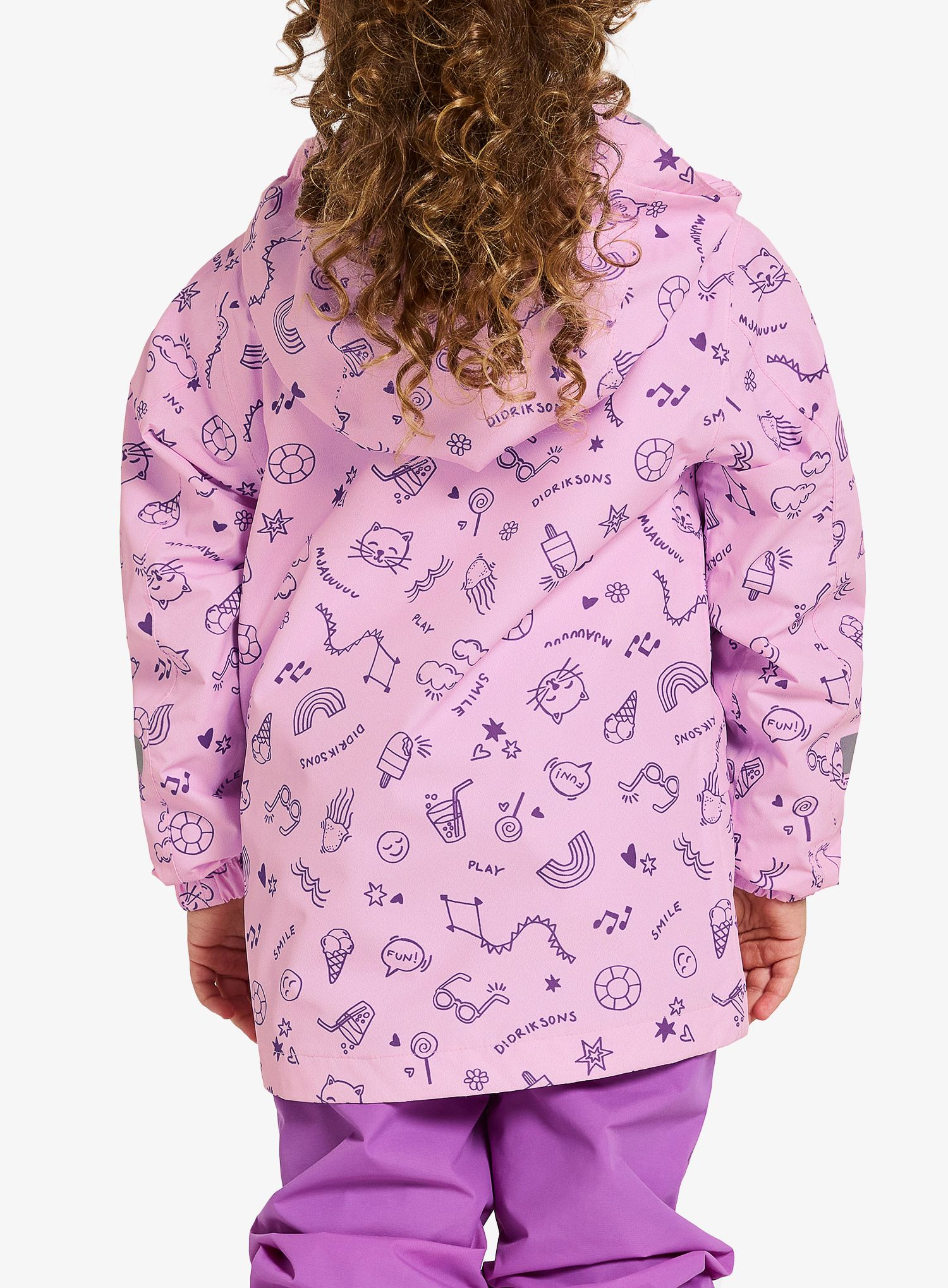 Didriksons Norma Print Jacket 3 Lánykabát - doodle orchid pink