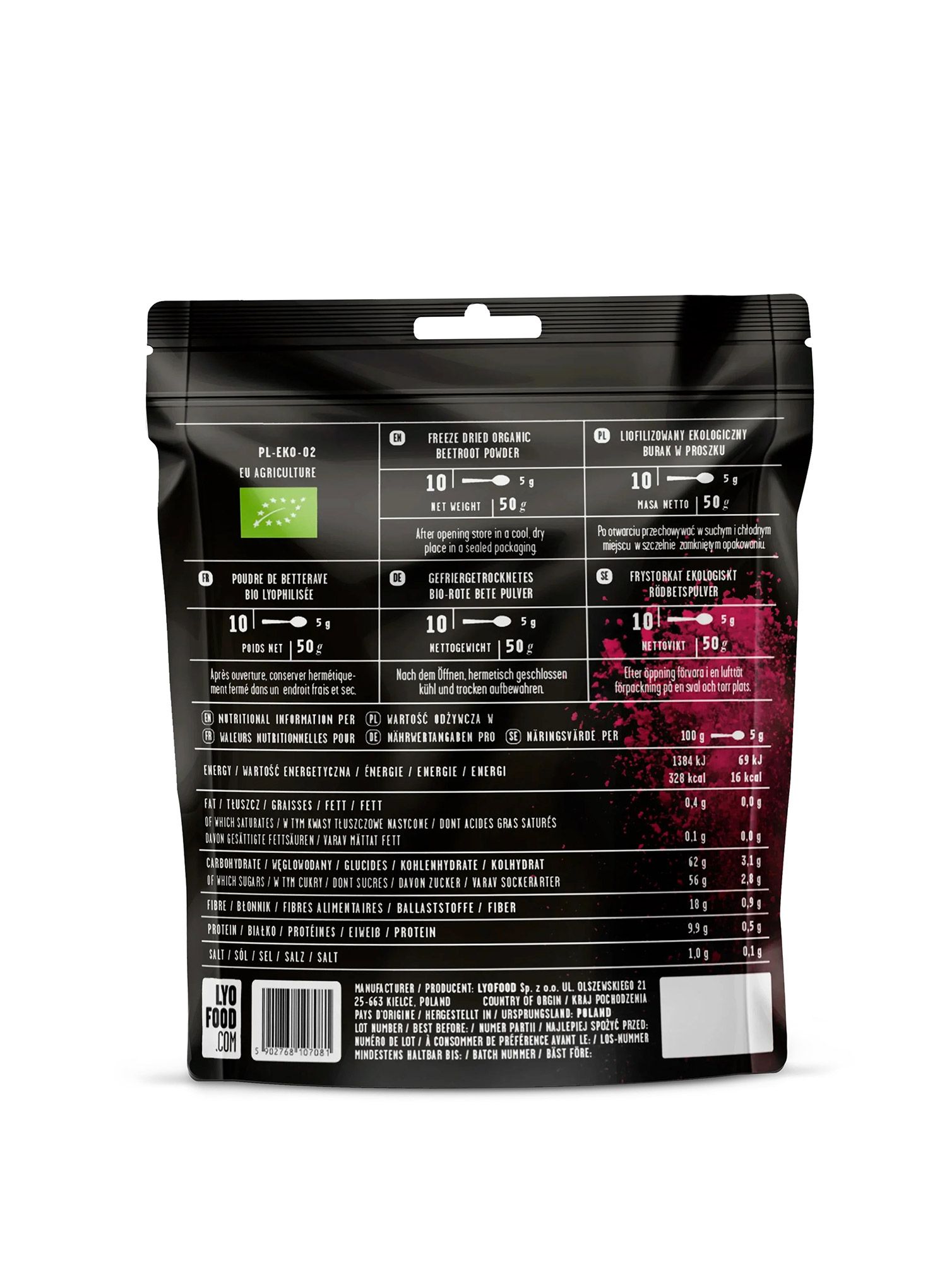 LYOFOOD Organikus feketeribizli por Liofilizált étel, 50 g