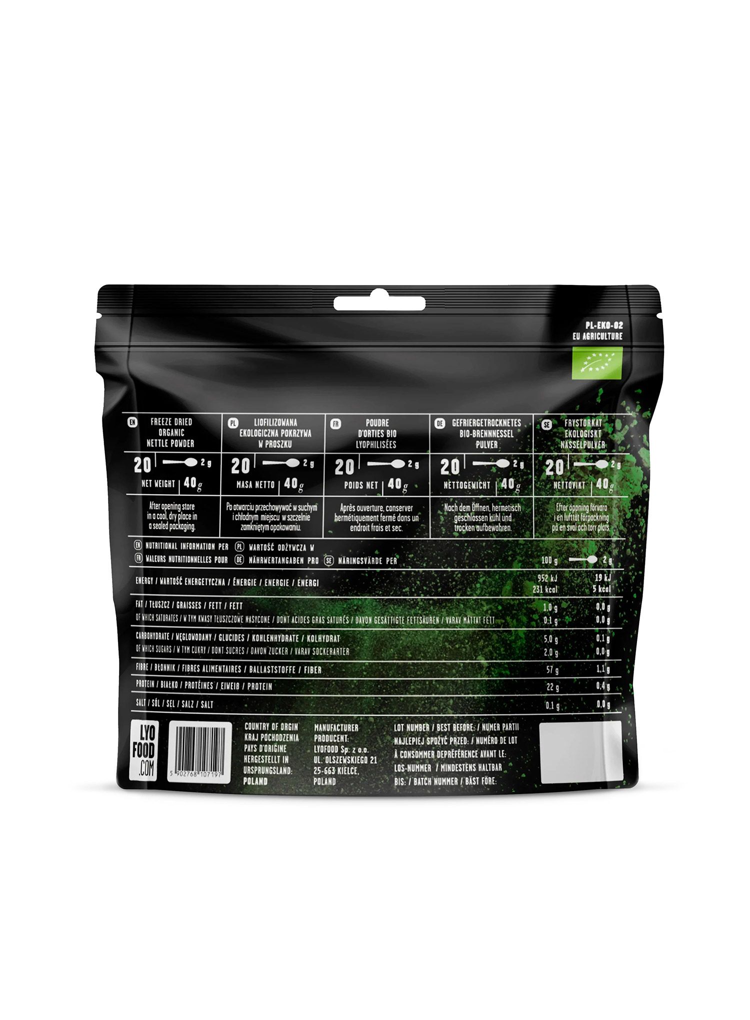 LYOFOOD Bio csalánpor Liofilizált étel, 40 g