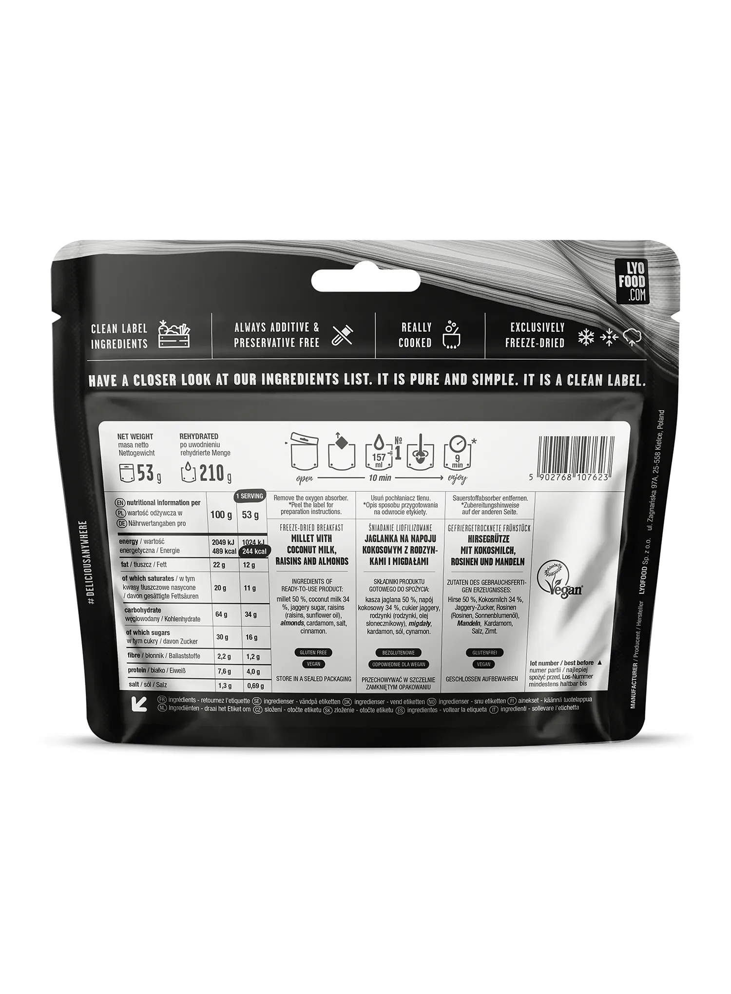 LYOFOOD Millet Payasam 210g Liofilizált étel