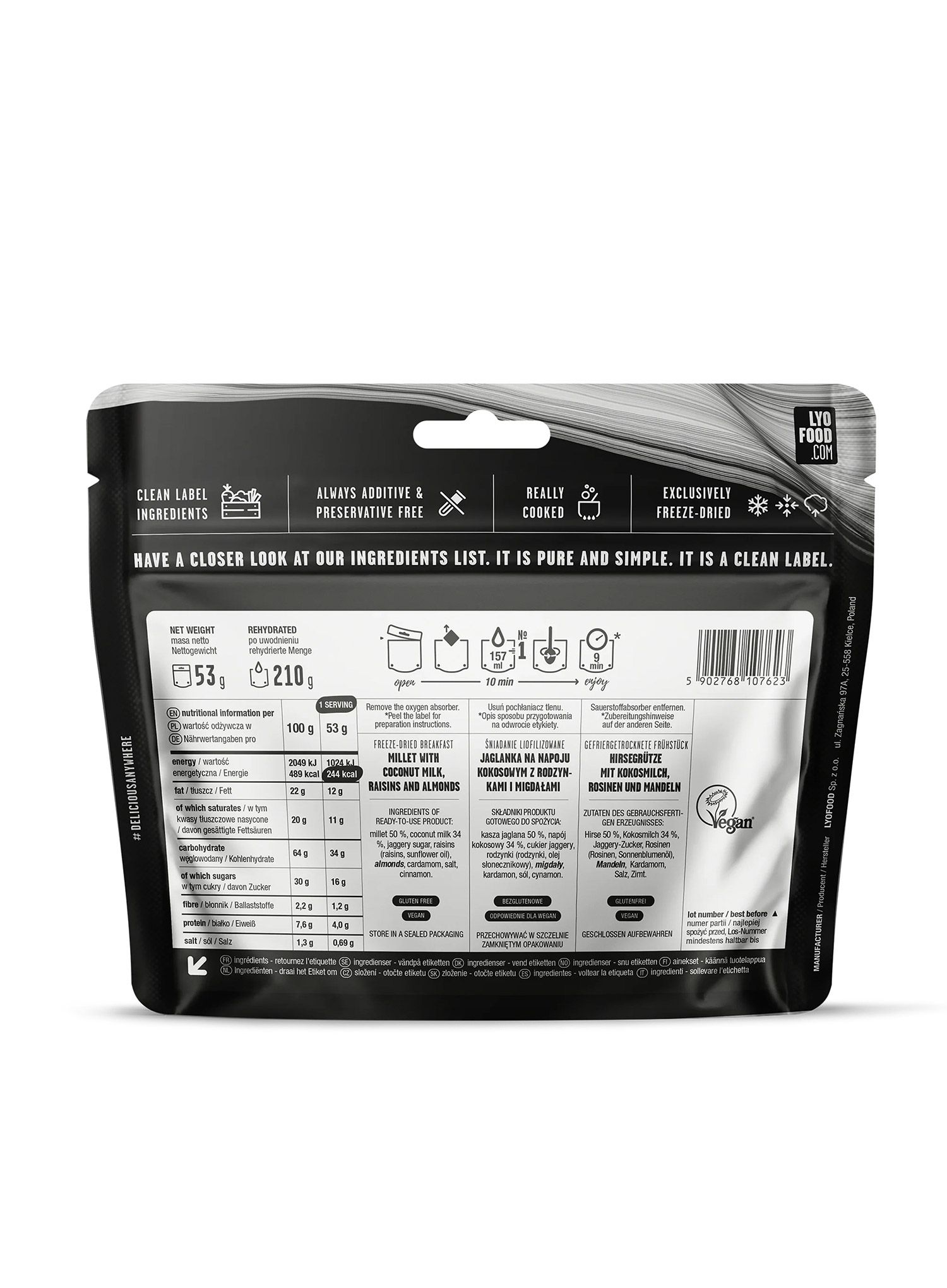 LYOFOOD Millet Payasam 210 g Liofilizált Étel
