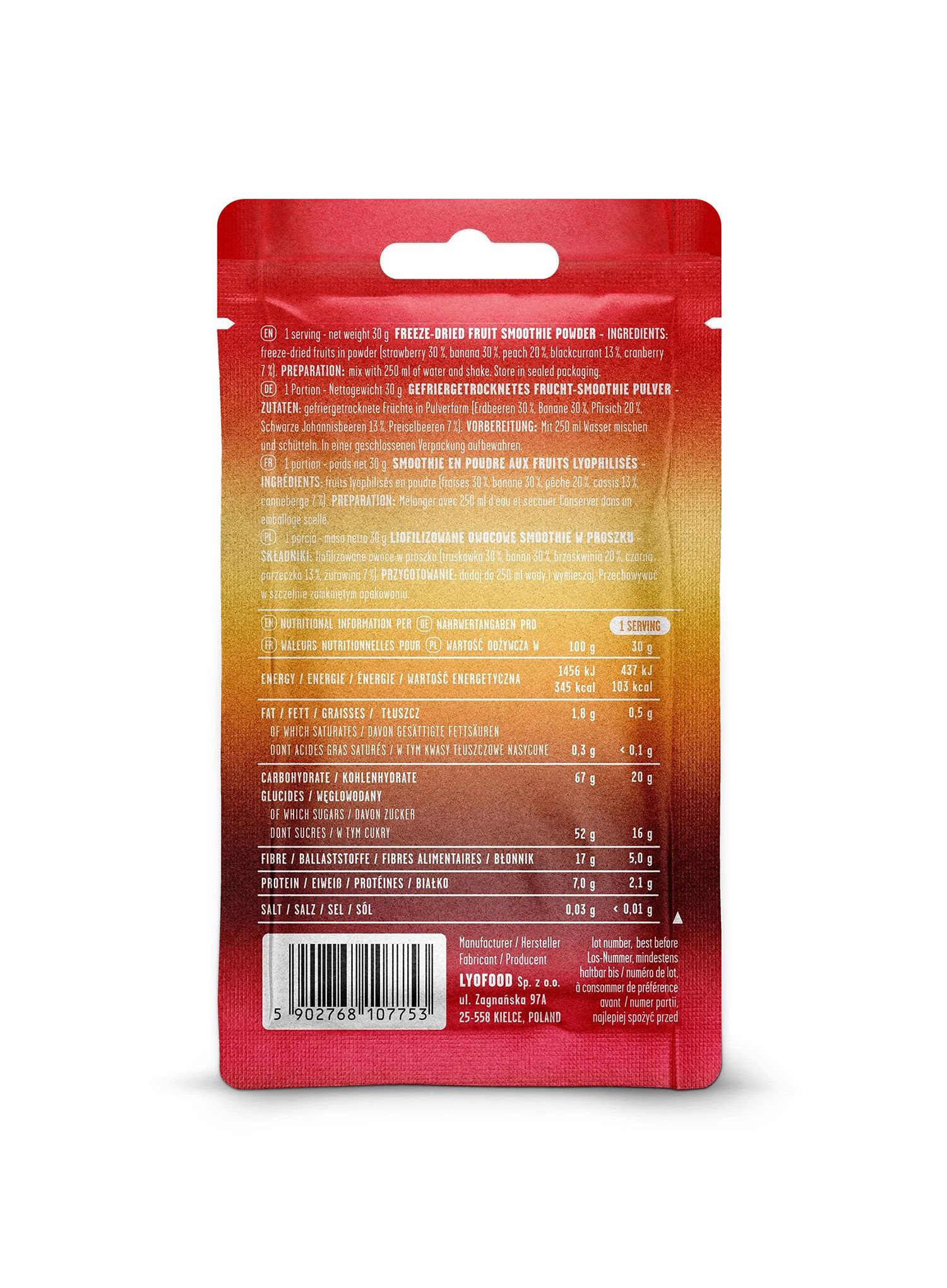 LYOFOOD Red Smoothie 280 ml Liofilizált étel