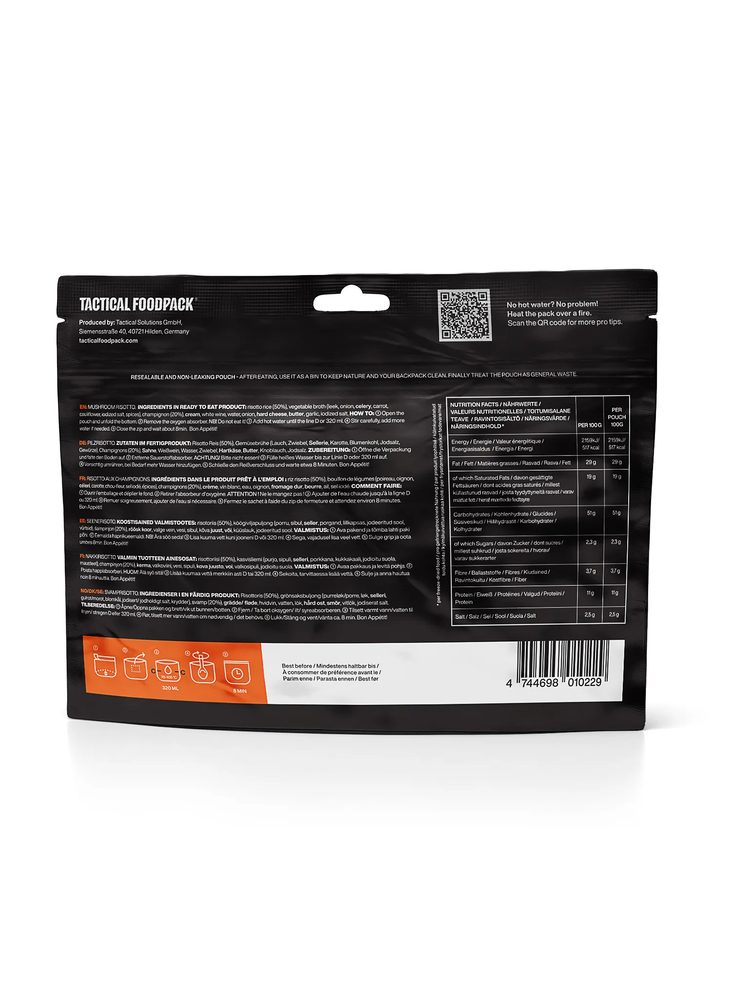 Tactical Foodpack Gombás rizottó Liofilizált étel 420 g