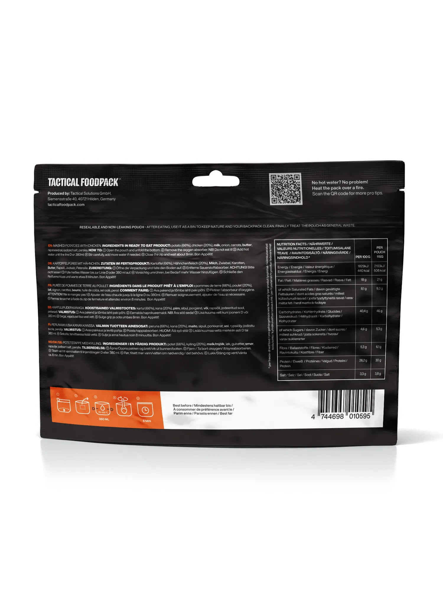 Tactical Foodpack Burgonyapüré csirkével Liofilizált étel 495 g
