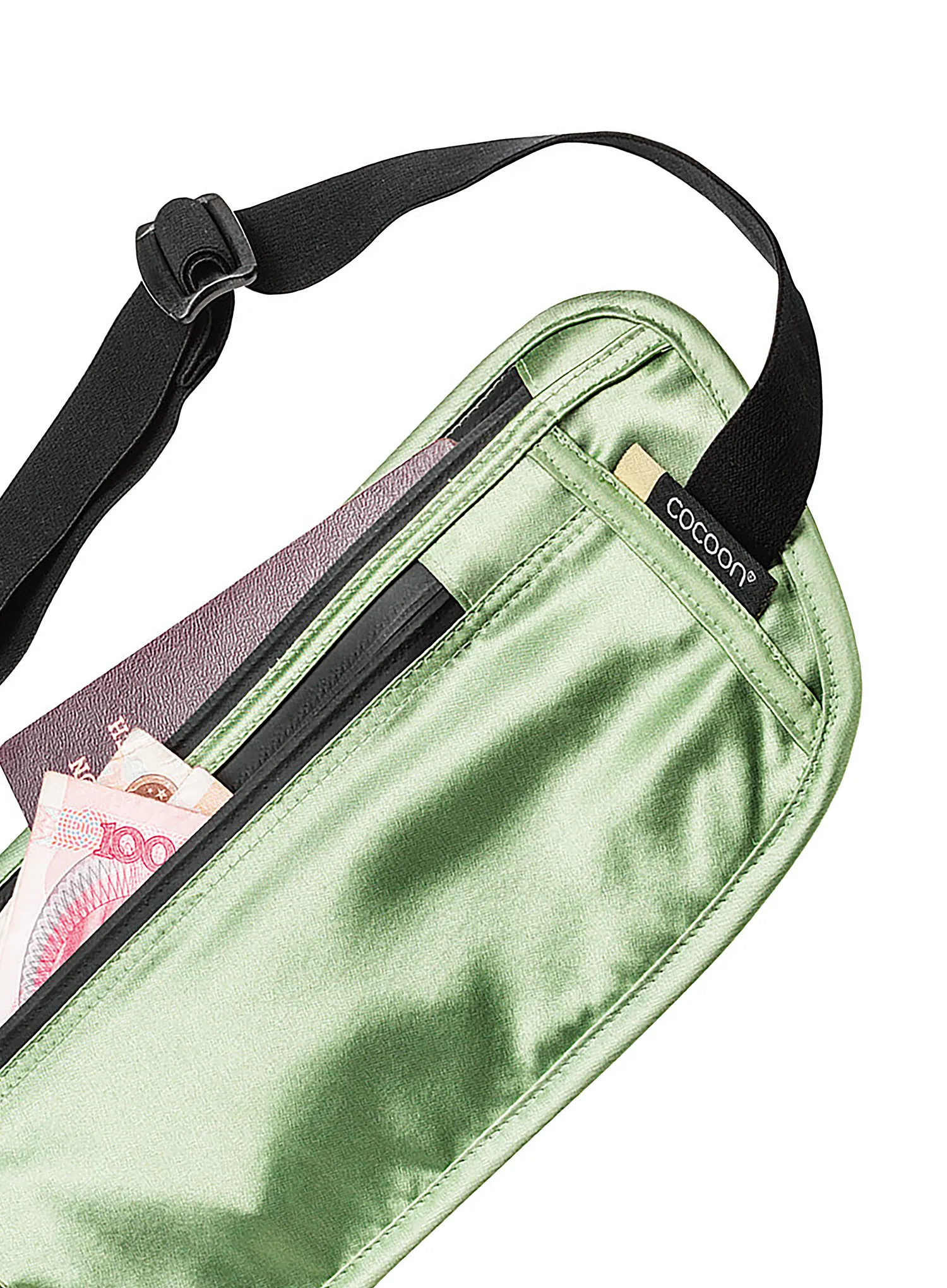 Cocoon Secret Waist Wallet - Silk Övtáska - light green