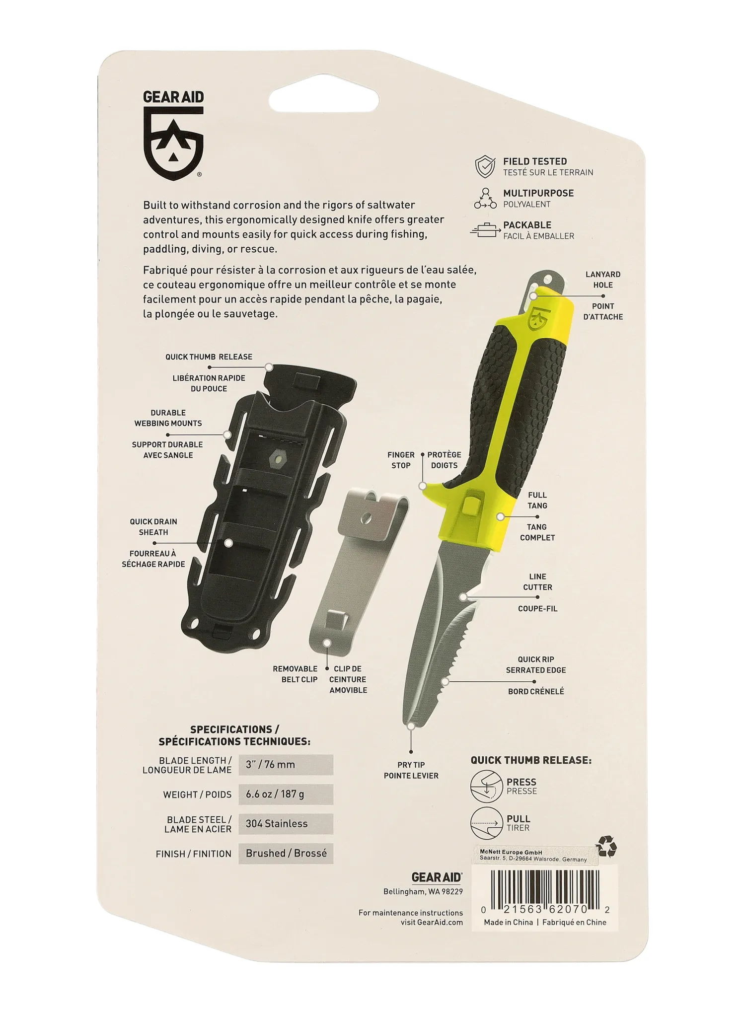 GearAid Tanu Dive and Rescue Taktikai kés - grey