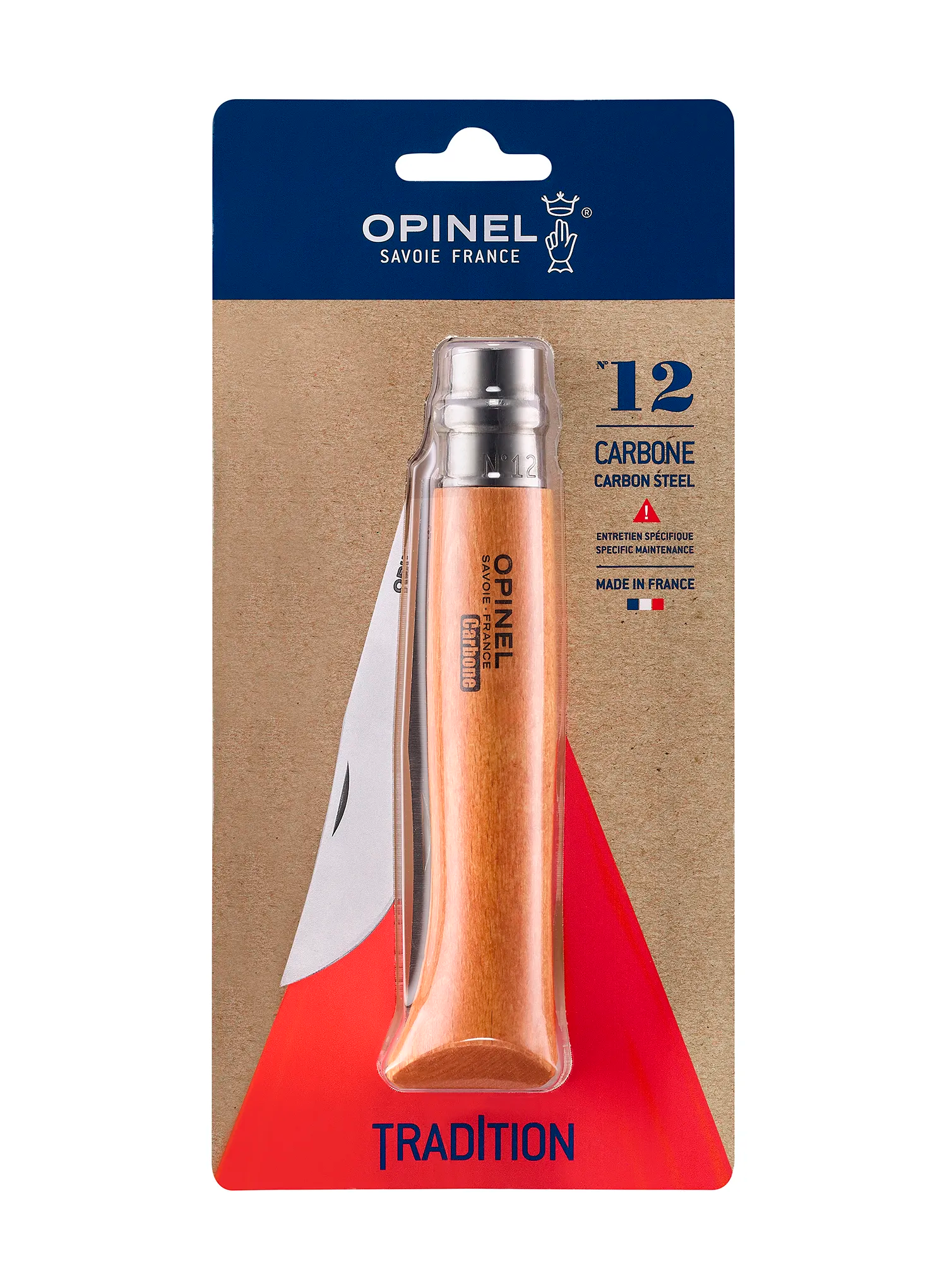 Opinel Carbon no.12 Összecsukható kés - light wood