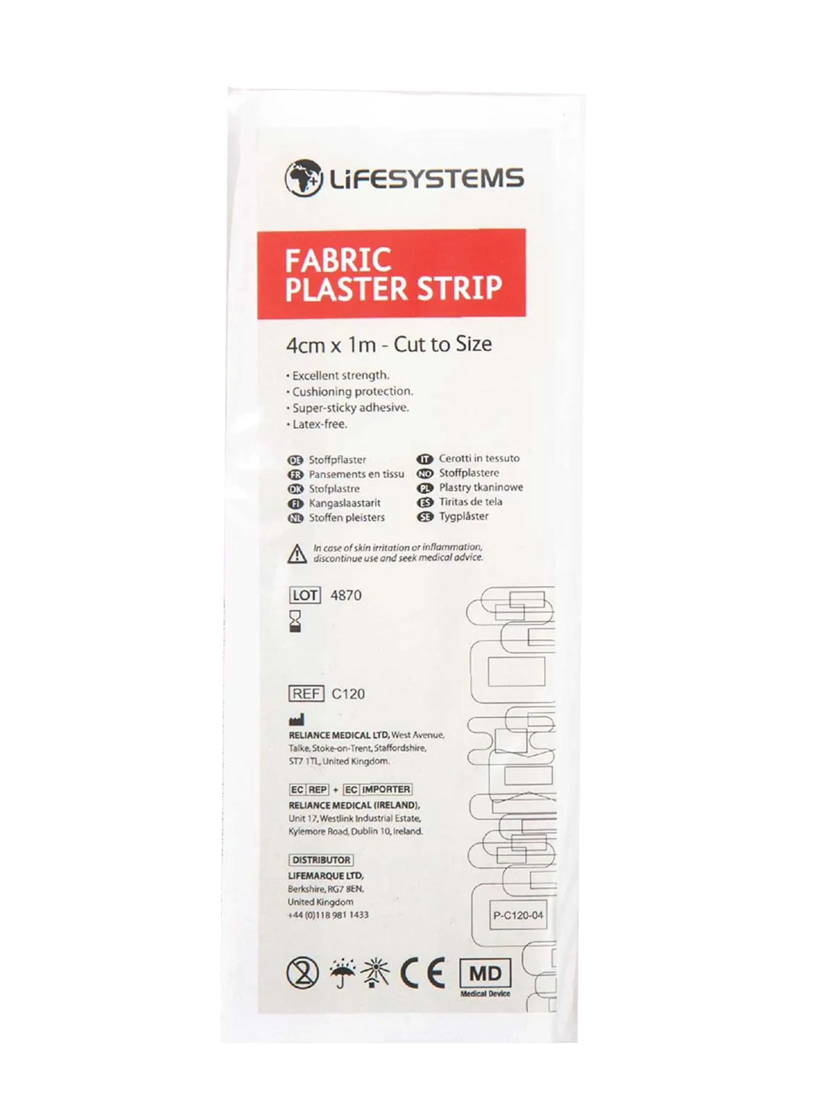 Lifesystems Fabric Strip 4m x 1m x 3m Ragtapasz hólyagokra - nude