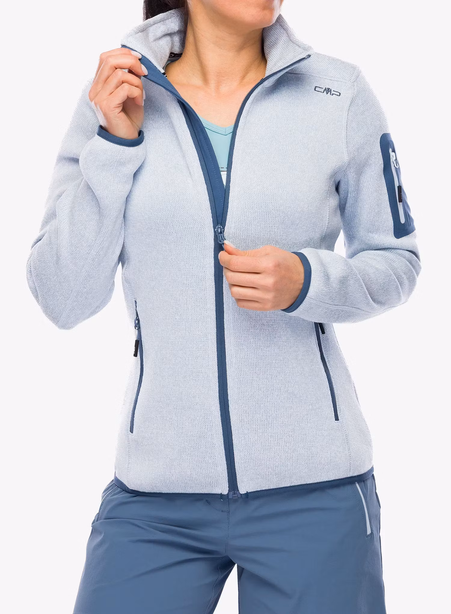 CMP Haze Jacket Knitted Női polár - sky blue/bianco