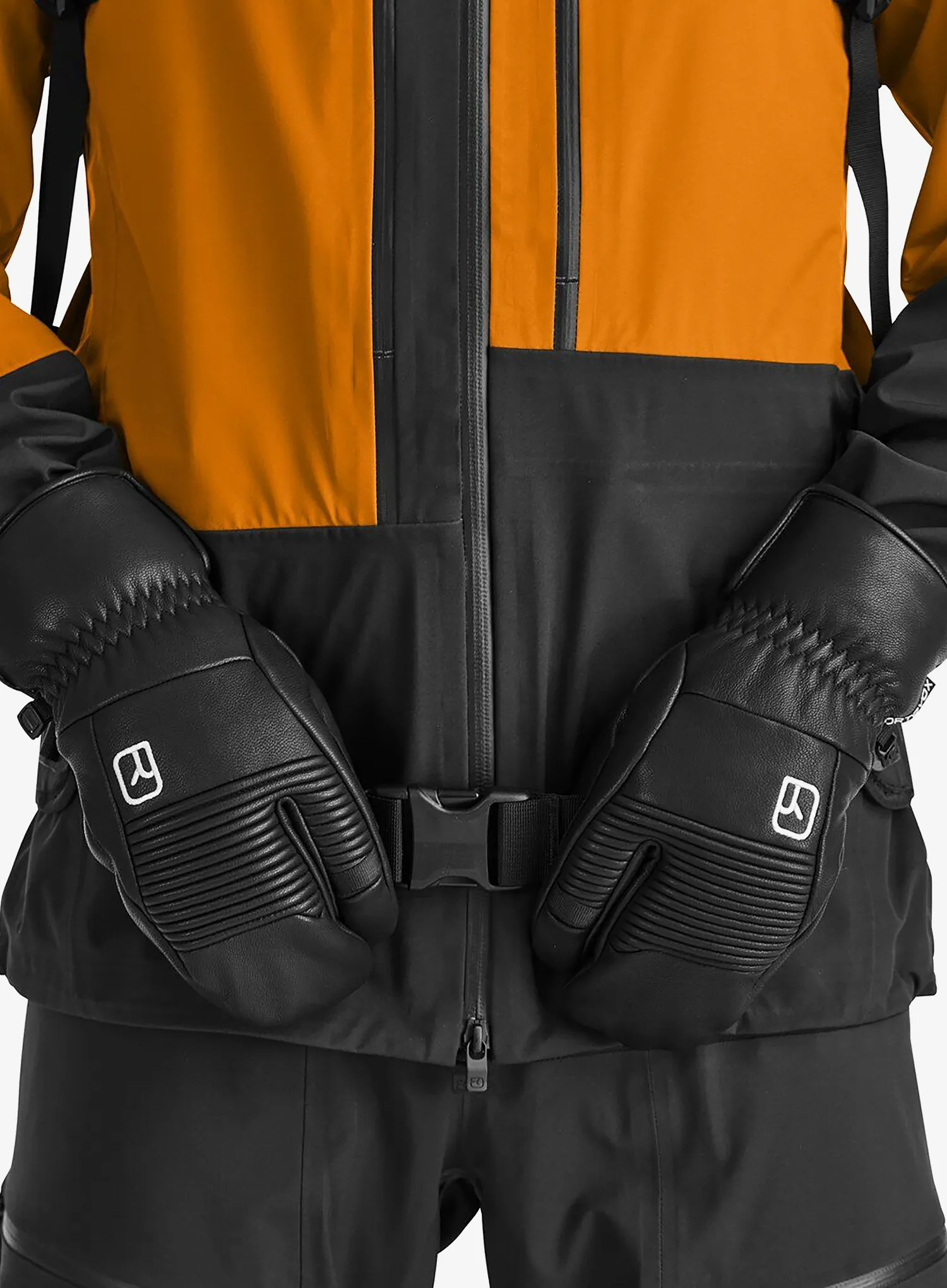 Ortovox Full Leather 3 Finger Glove Síkesztyű - black raven