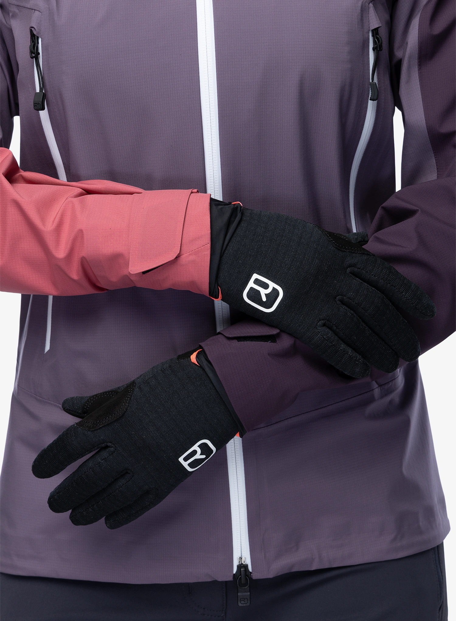 Ortovox Fleece Grid Cover Glove Női szél elleni kesztyű - black raven