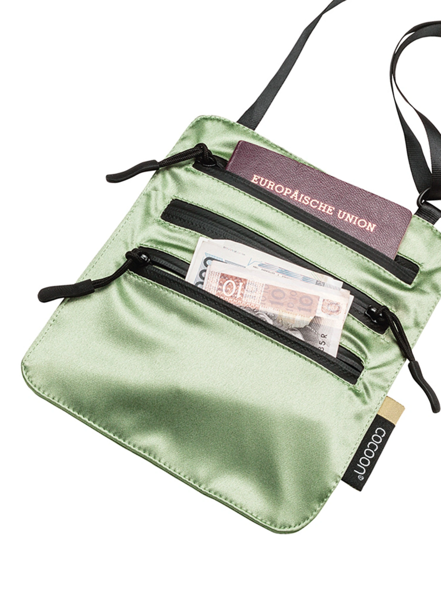 Cocoon Secret Neck Wallet - Silk Válltáska - light green