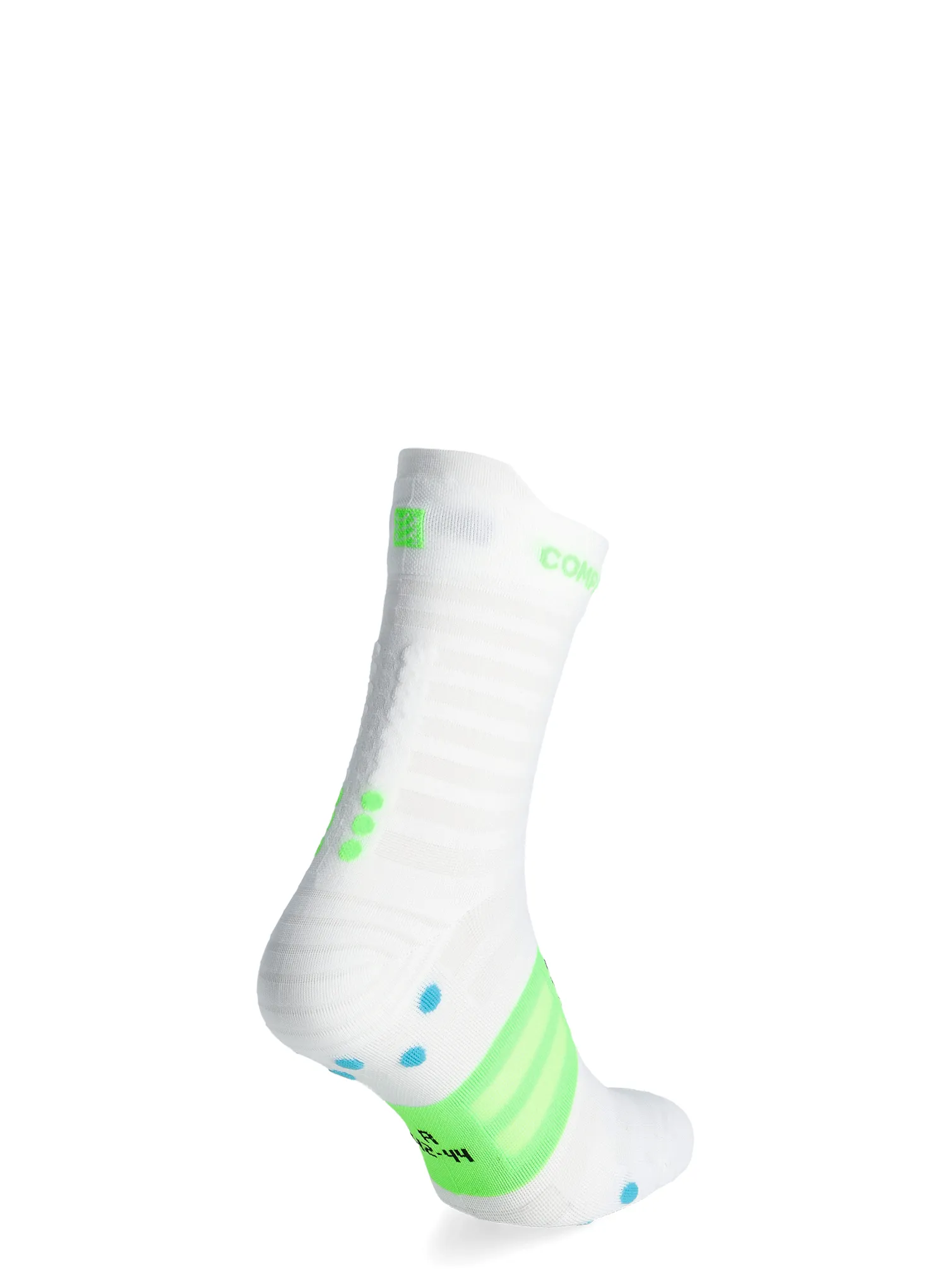 Compressport Pro Racing v4.0 UL Run High Futózokni - white/norse blue/neon green