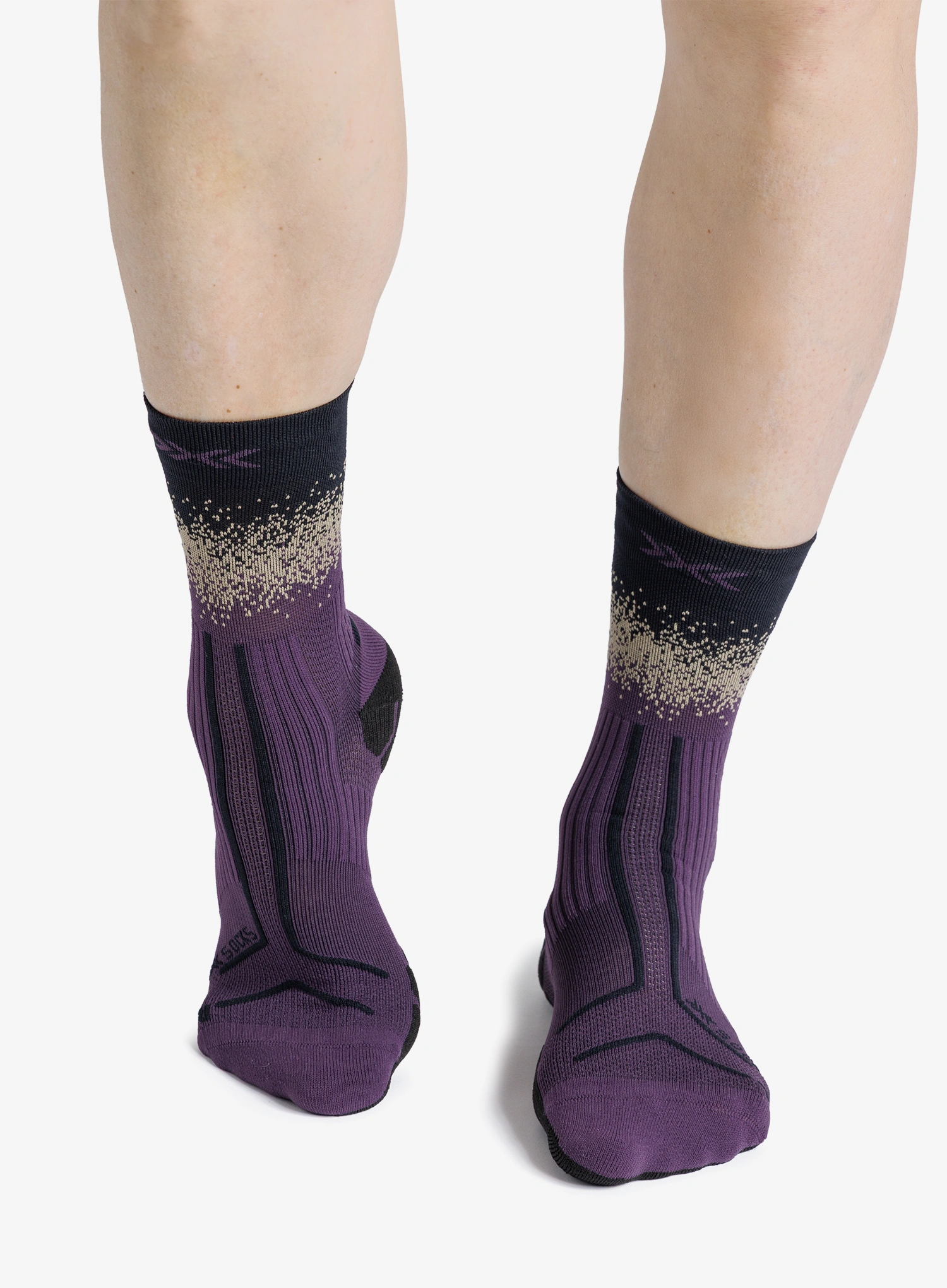 X-Socks Trailrun Terraskin Perform Crew Futózokni - deep purple/x black/sand