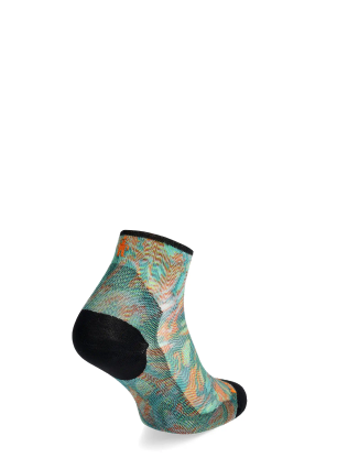 Smartwool Bike Zero Cushion Jungle Music Print Ankle Socks Női biciklis zokni - honey gold
