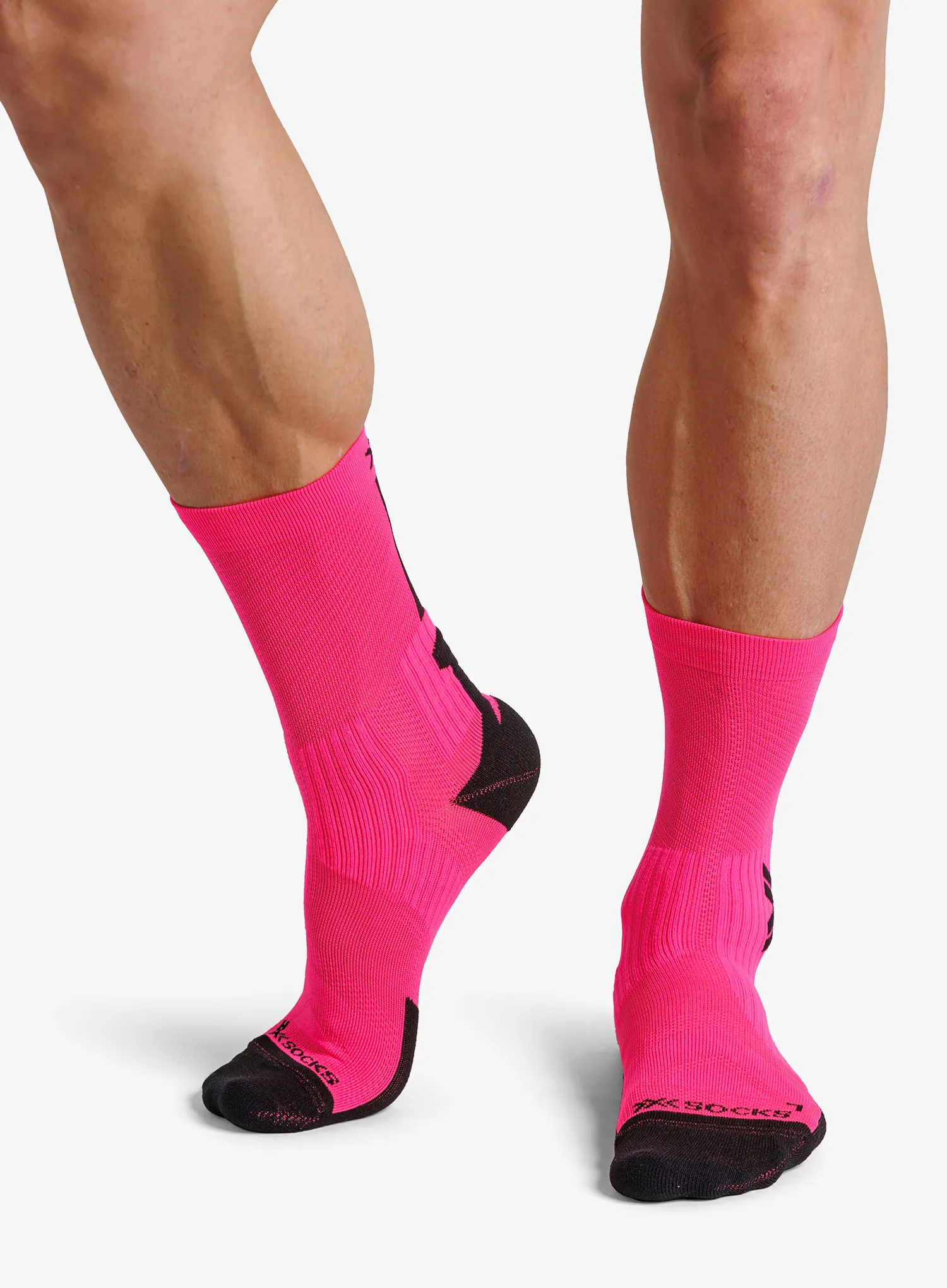 X-Socks Bike Perform Crew Kerékpáros zokni - fluo pink/x black