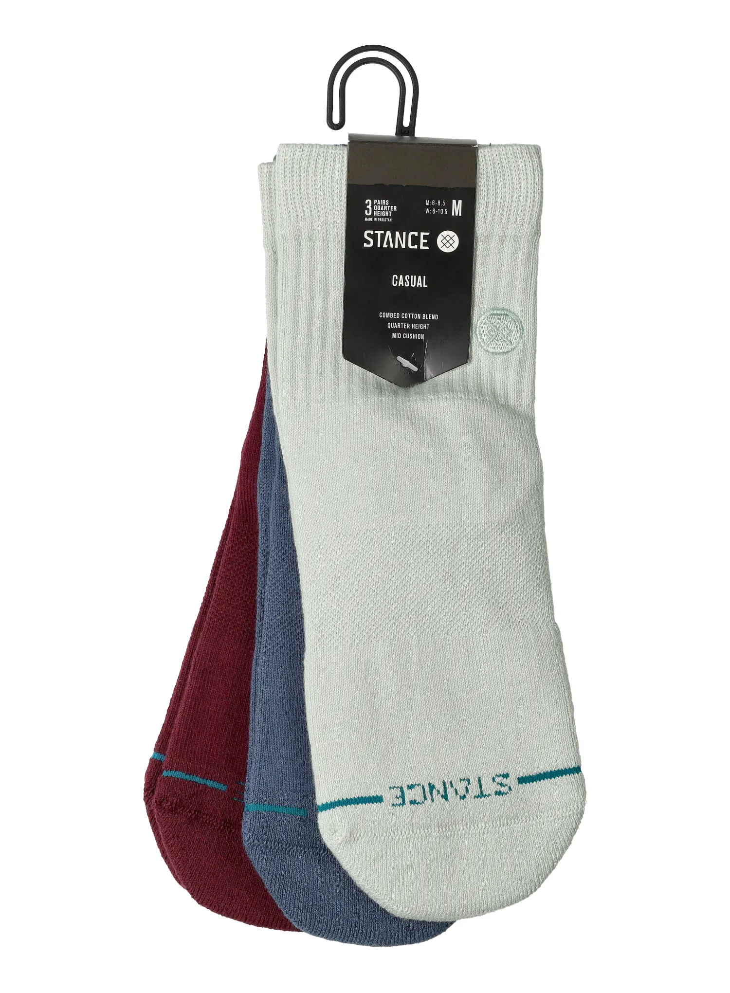 Stance Icon Quarter 3 Pack Túrazokni - pale blue