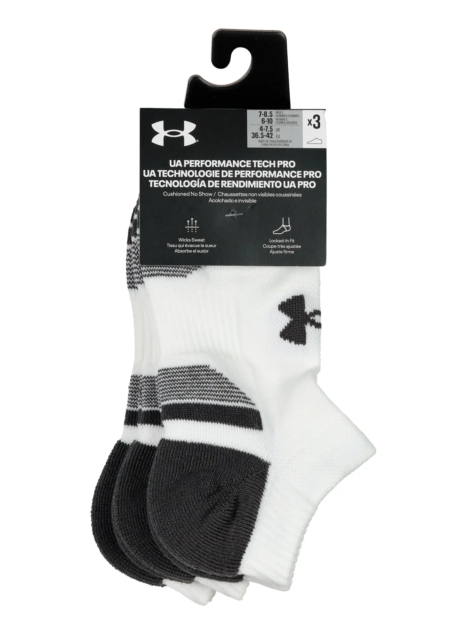 Under Armour UA Performance Tech 3-Pack No Show Zokni - white/white/jet gray