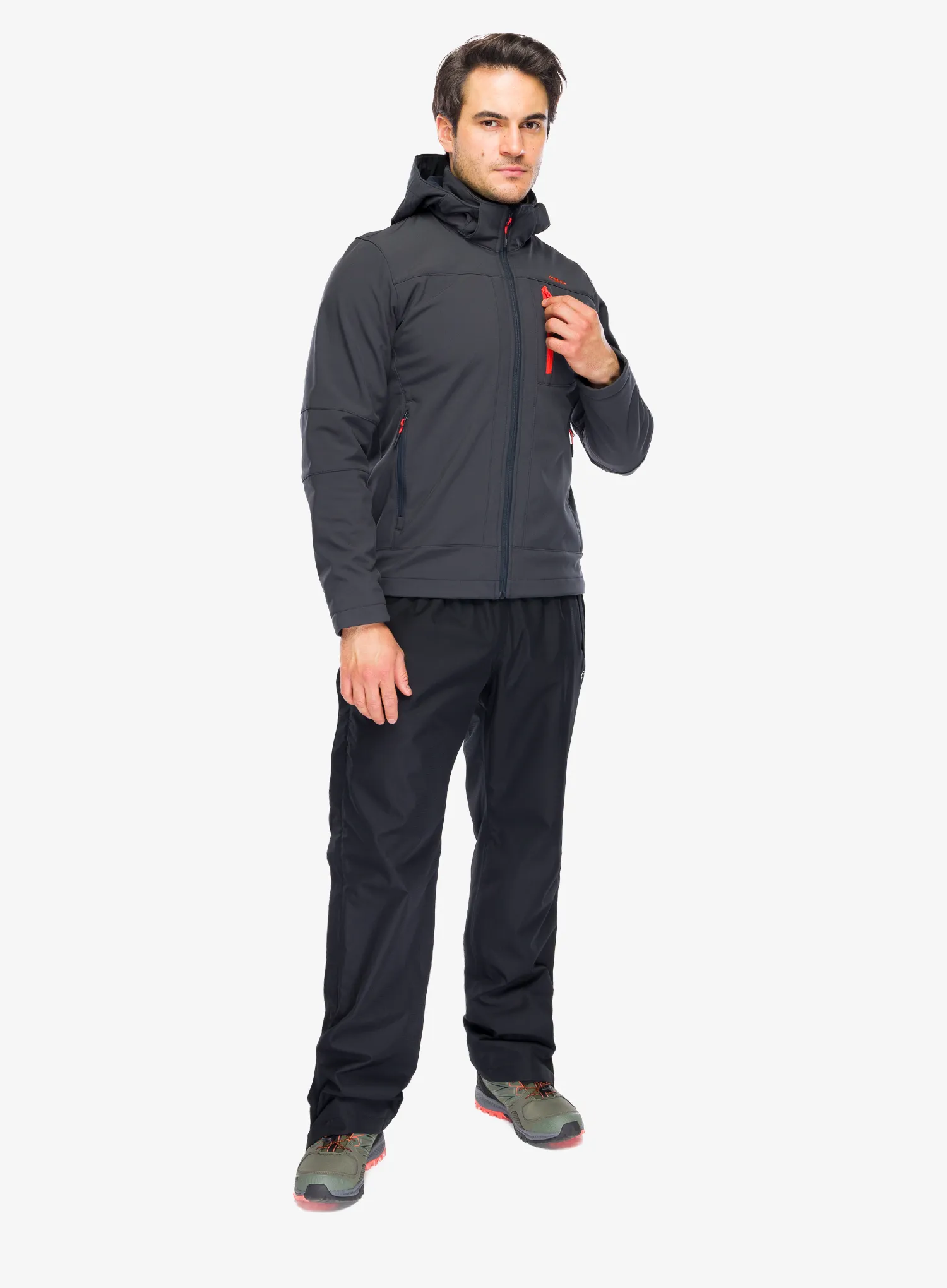 CMP Vivo Jacket Zip Hood Férfi softshell kabát - antracite/orange