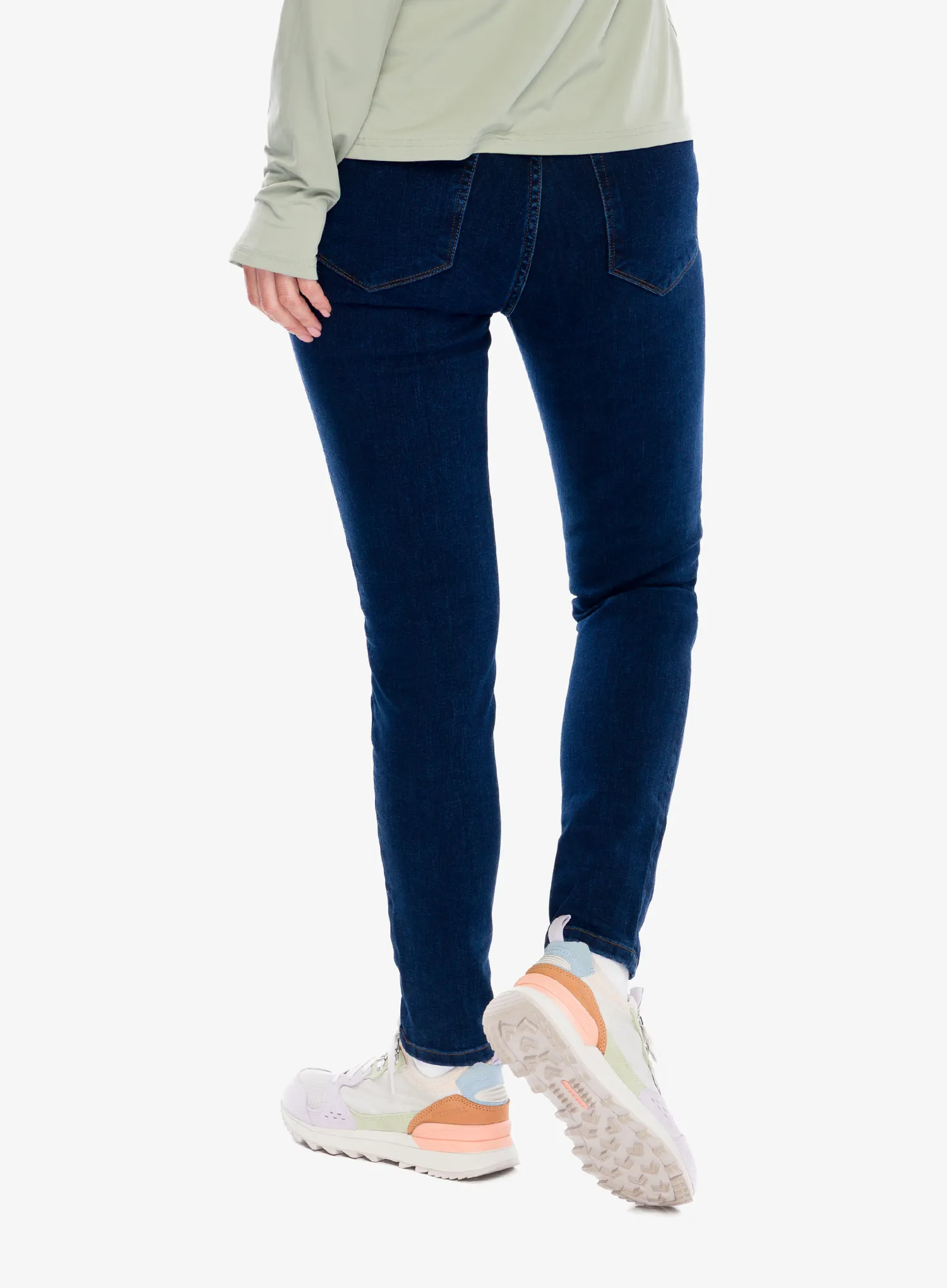 DUER Four Way Flex Denim High Rise Skinny Női Nadrág - dark stone