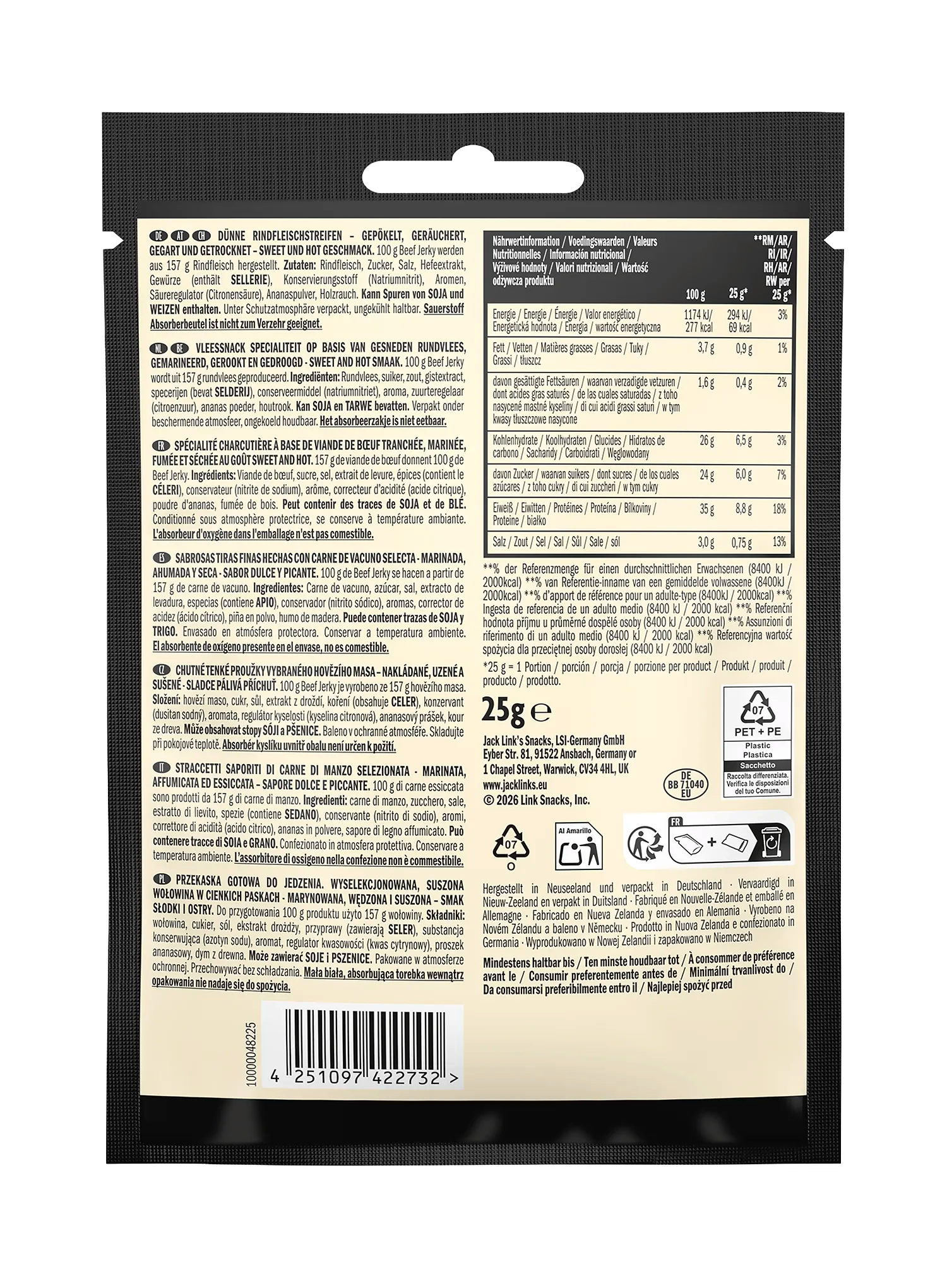 Jack Link's X MrBeast Beef Jerky Sweet & Hot 25 g Szárított marhahús