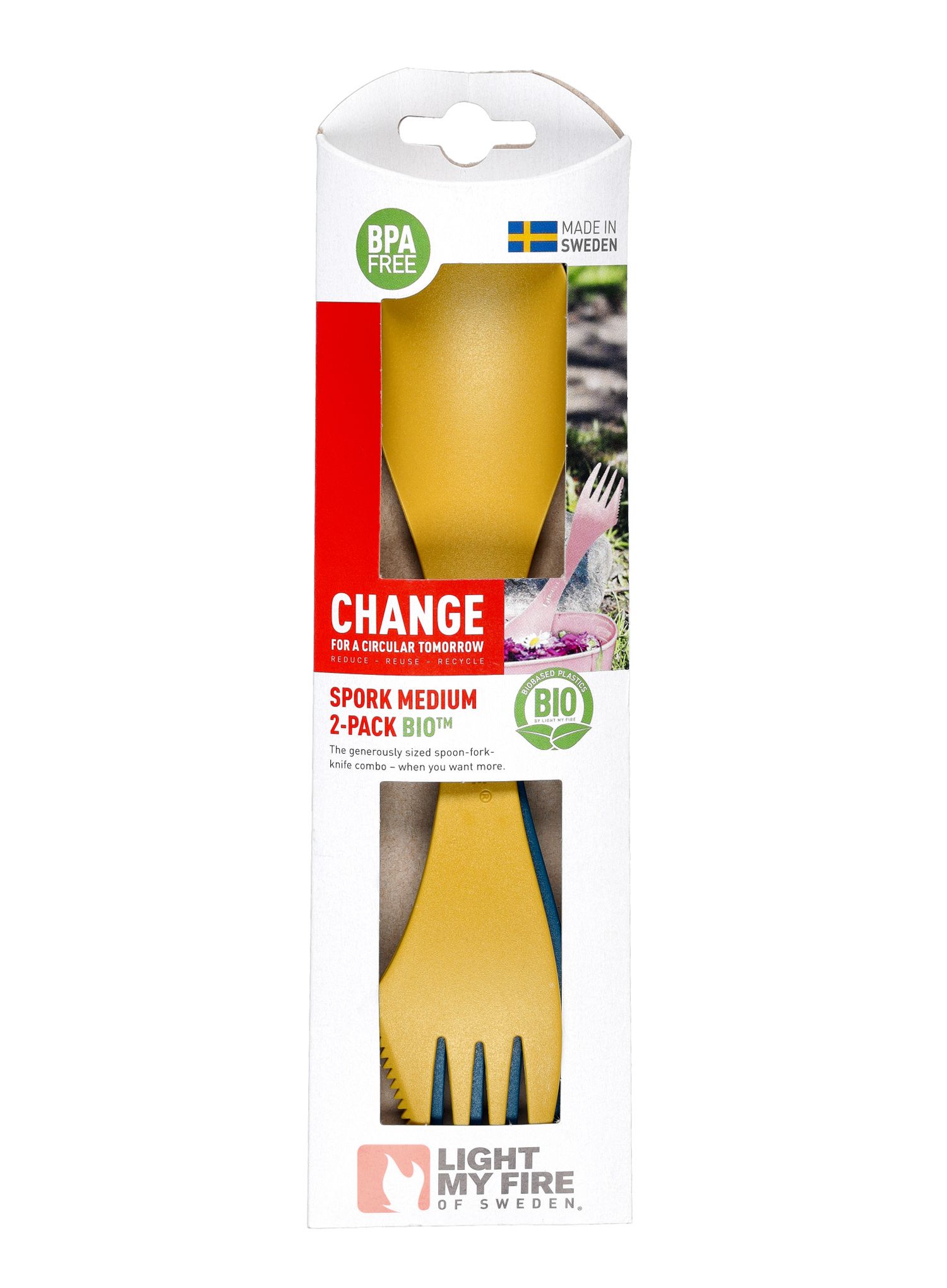 Light My Fire Spork Original 2 Pack Bio Evőeszköz - yellow/navy