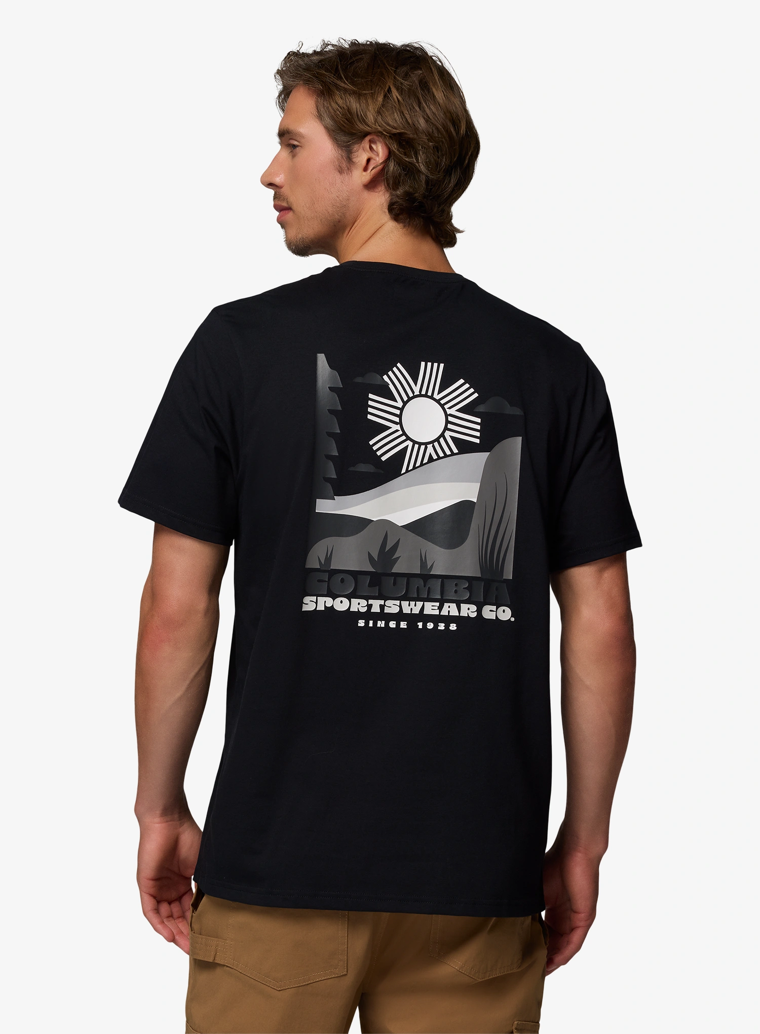 Columbia CSC Outdoor Back Graphic Tee Pamutpóló - black/shining sandscape